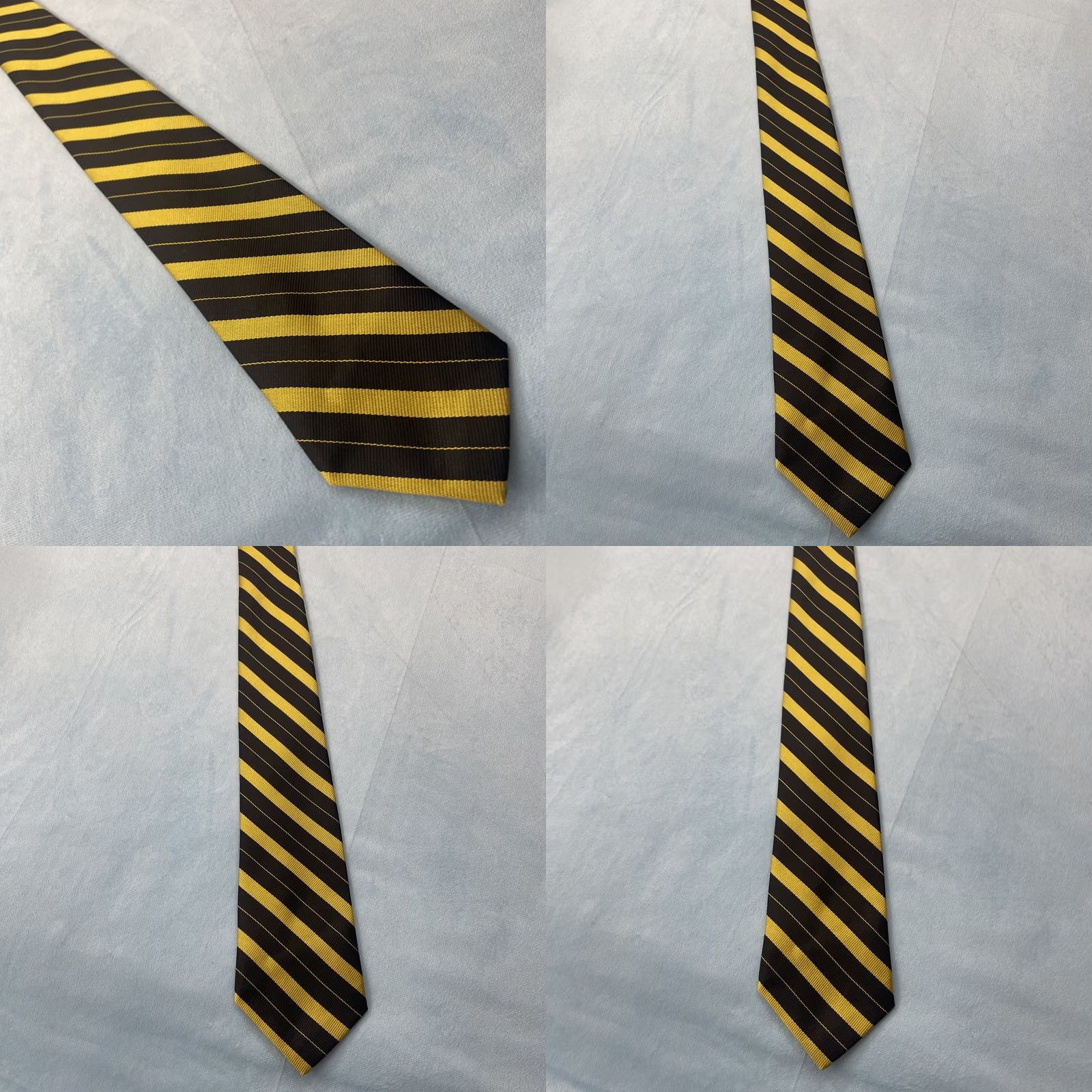 Vintage Career Cravats Tie Vintage Silk Repp Yellow Gold Striped Edgy Bold 61" Mens Tie Size ONE SIZE - 9 Thumbnail