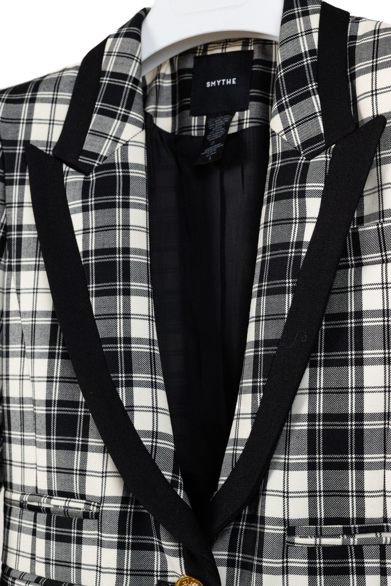 SMYTHE Smythe PS/20 Plaid Wool Taped Peak-Lapel Blazer Size S / US 4 / IT 40 - 7 Thumbnail