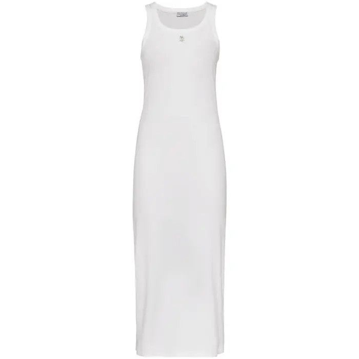 Brunello Cucinelli o1w1db10825 Dress in White Size L / US 10 / IT 46 - 1 Thumbnail
