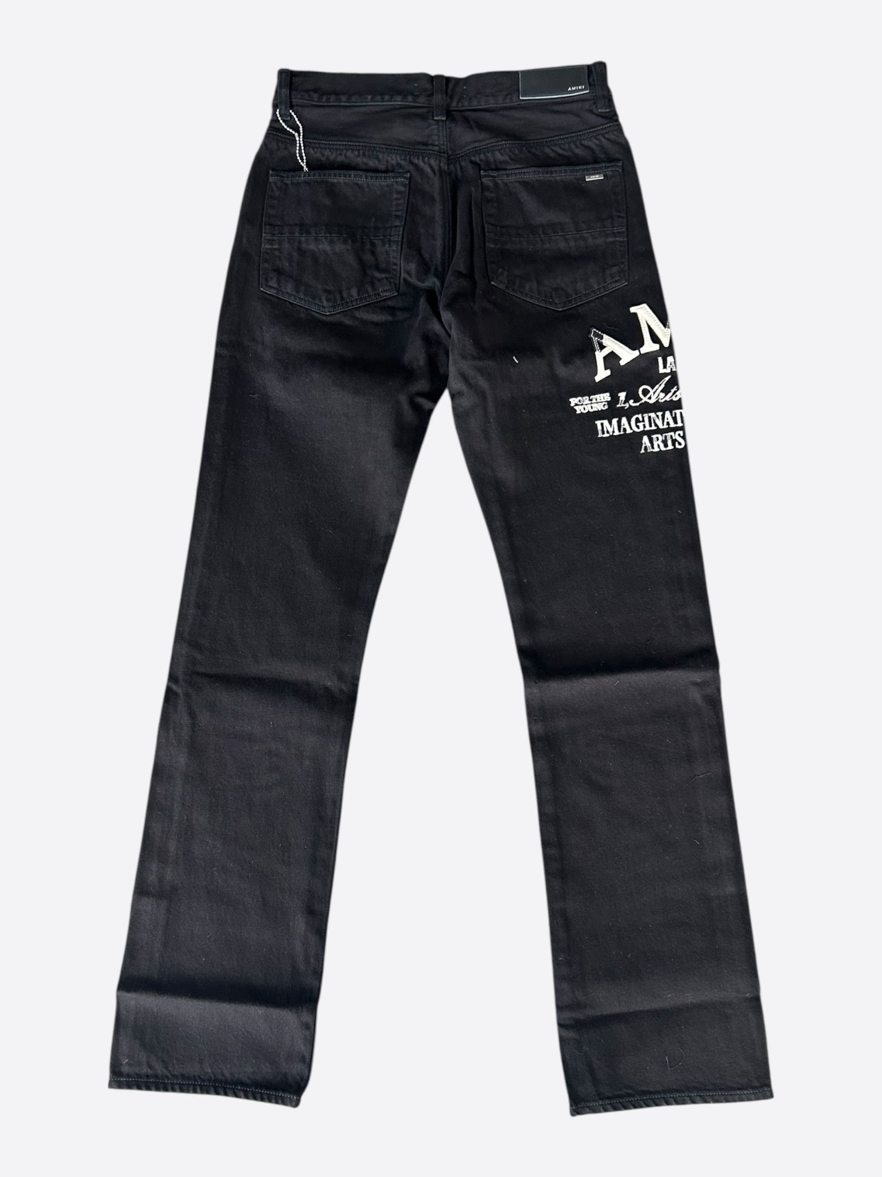 Amiri Amiri Black OD & White Arts District Logo Straight Jeans Size US 33 - 2 Thumbnail
