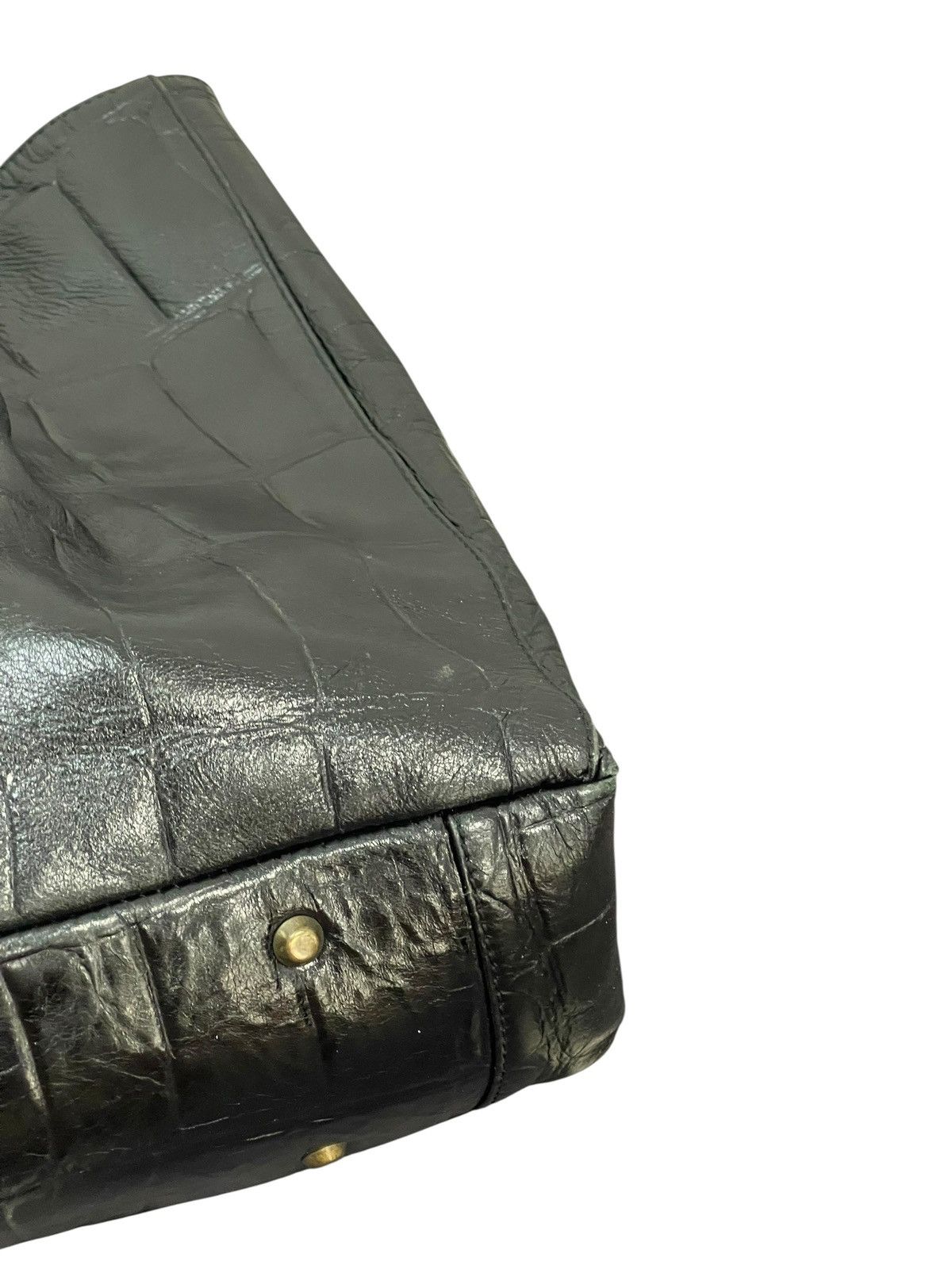 Genuine Leather Crocodile Embossed Leather Unknown Tote Shoulder Bag 7🟩 Size ONE SIZE - 8 Thumbnail