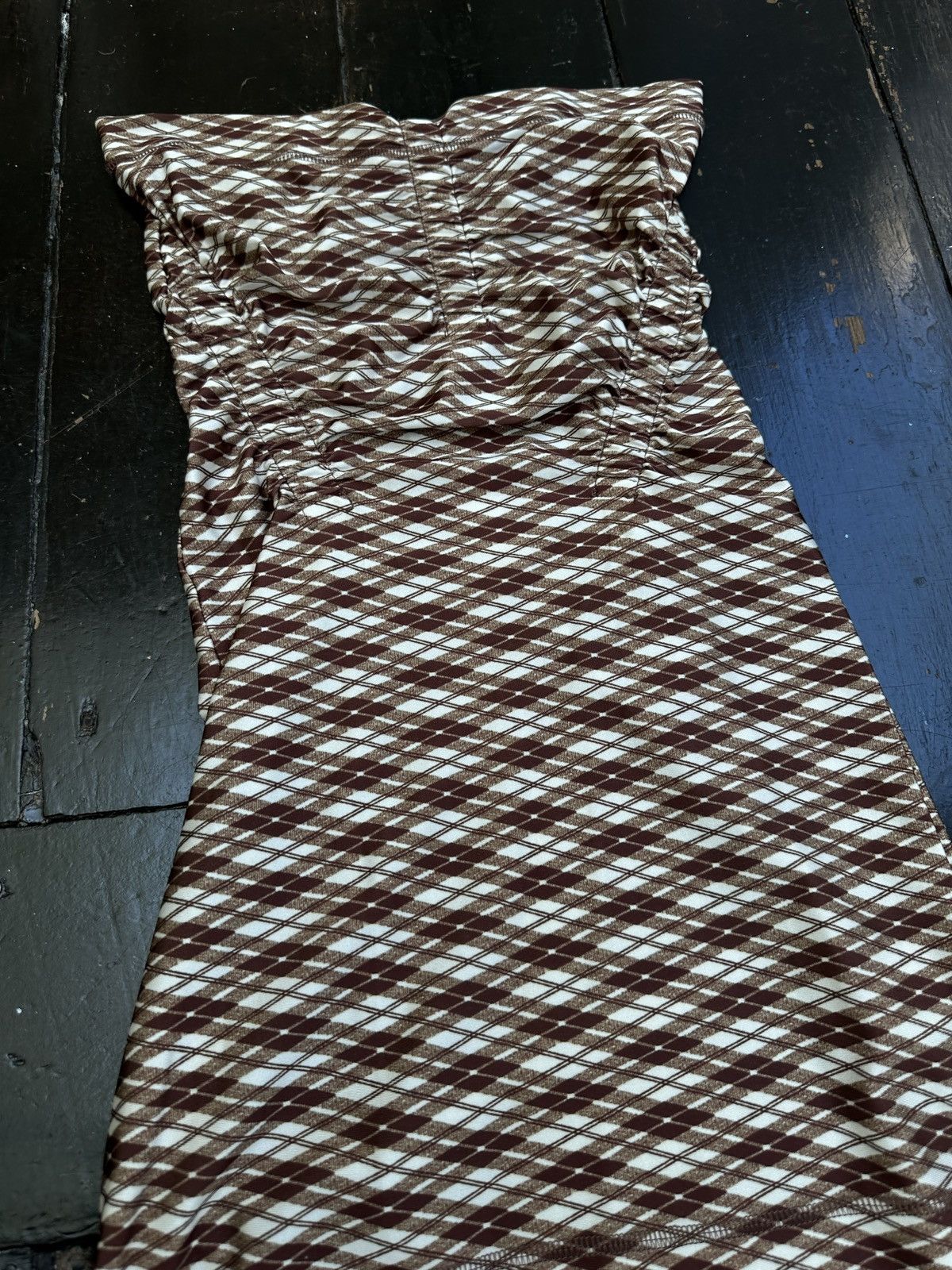 KNWLS KNWLS Brown Ruched Argyle Strapless Dress Size XS / US 0-2 / IT 36-38 - 1 Thumbnail