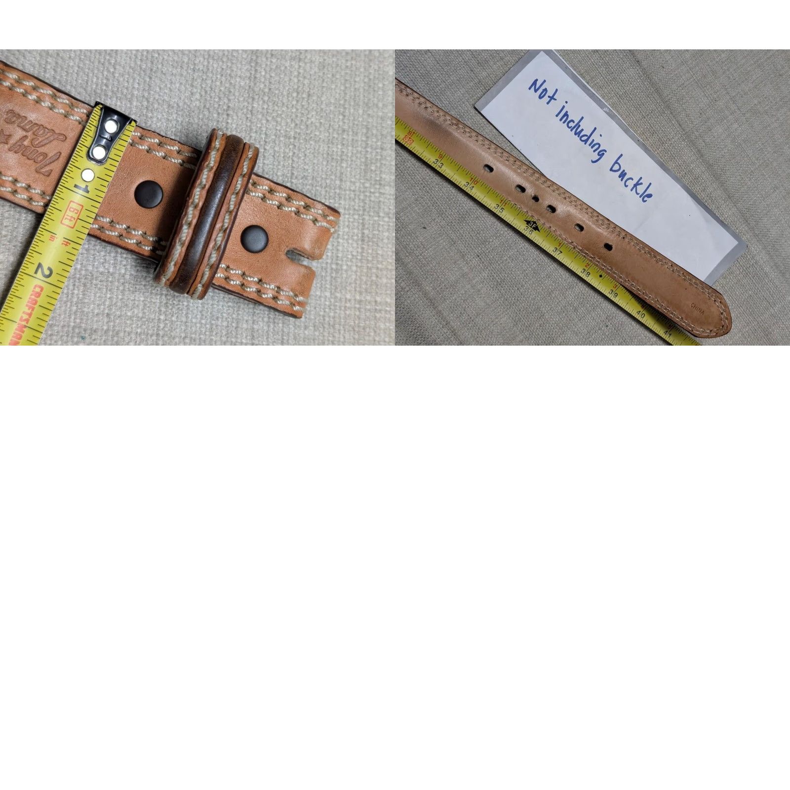 Tony Lama VINTAGE Tony Lama Western Belt Buckle 36 Brown Leather Cowhide Stitched Men Belt 1-3/8" Western Belt 36 Mens Size 36 - 8 Thumbnail