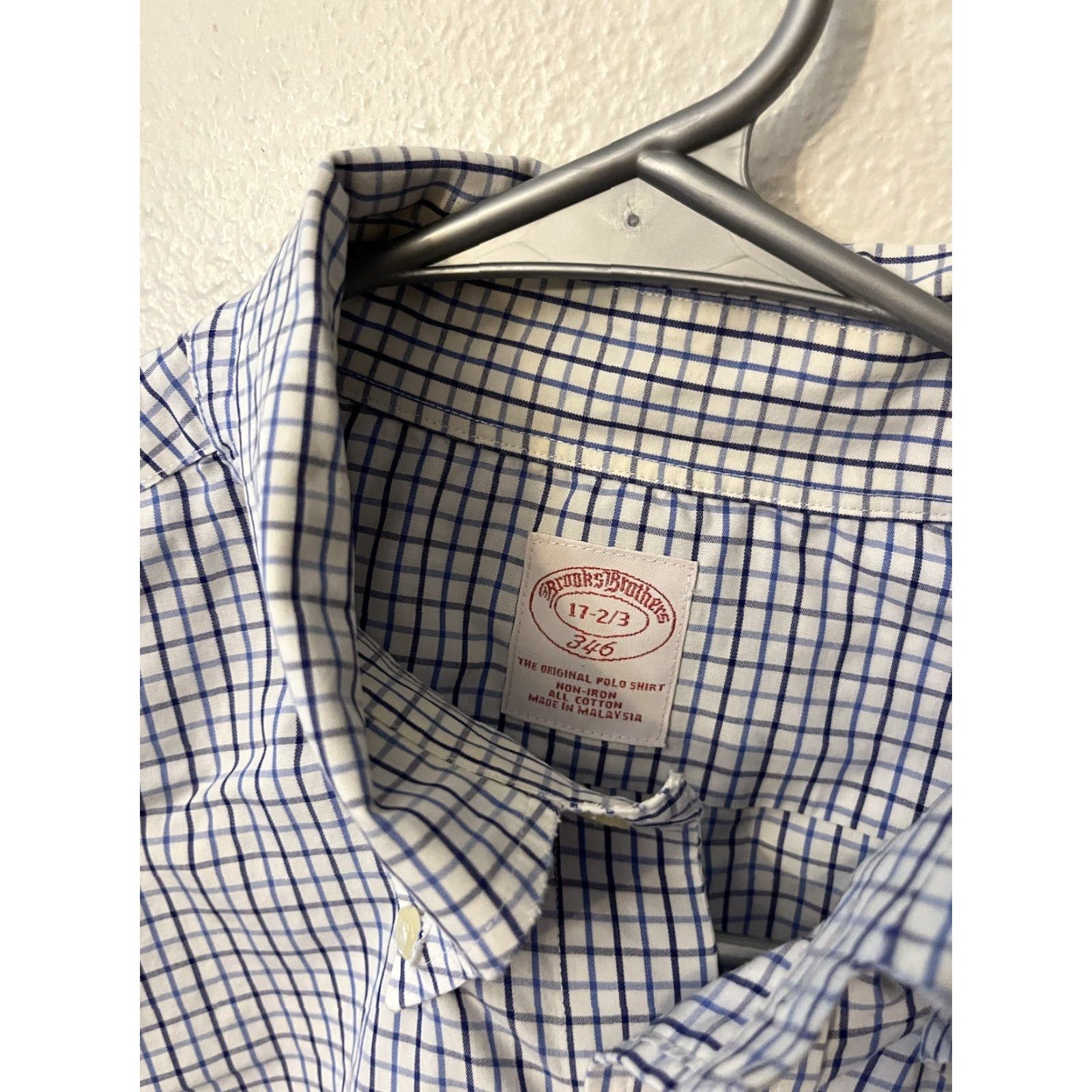 Brooks Brothers VINTAGE Brooks Brothers L/S Shirt Mens Blue White Gingham Plaid Check Sz 17 2/3 XL Regular Dress Shirt Men Women Size US XL / EU 56 / 4 - 2 Thumbnail