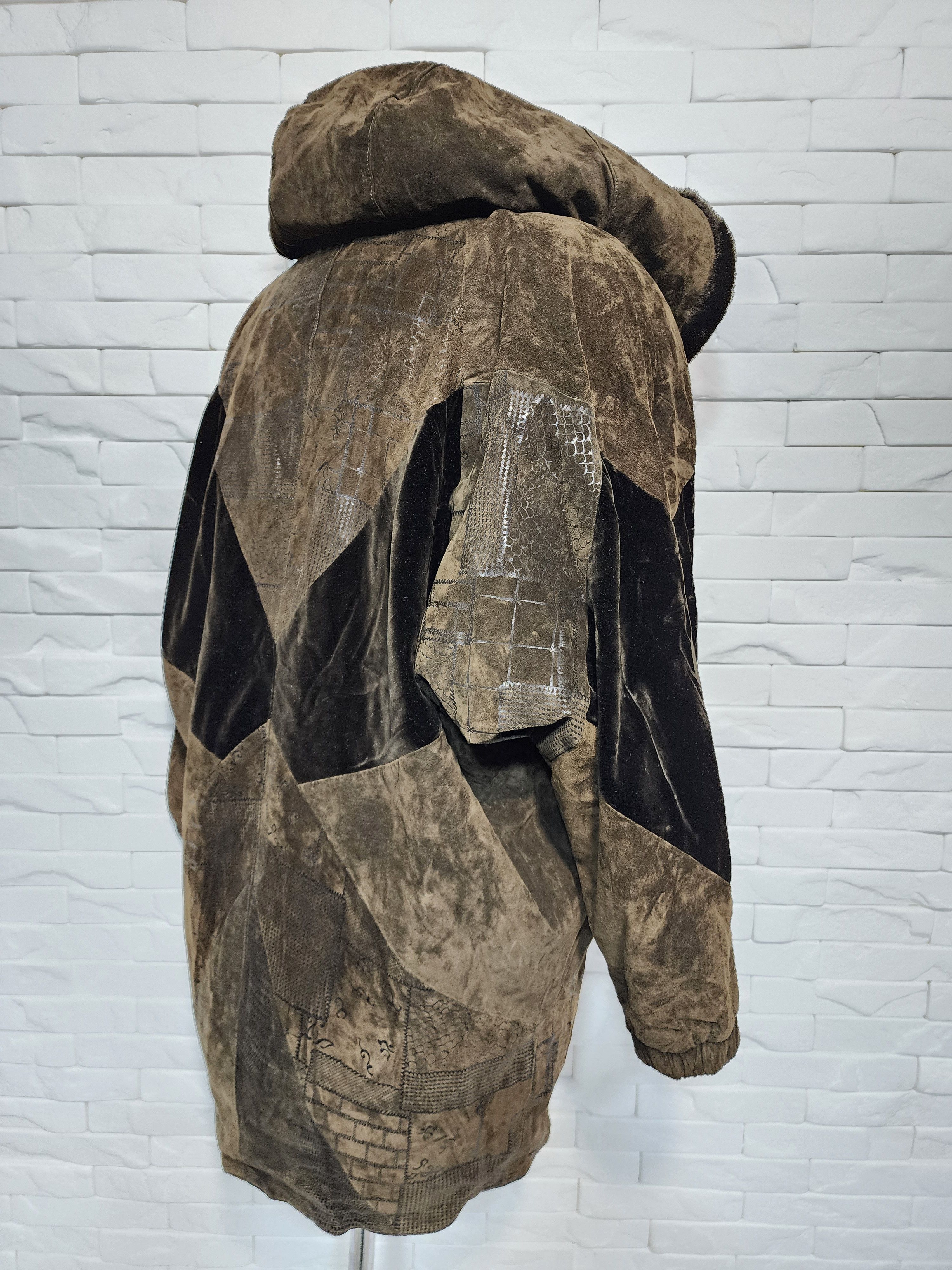 Genuine Leather Vintage Brown Suede Leather Jacket With Hood Size XXL / US 16-18 / IT 52-54 - 6 Thumbnail