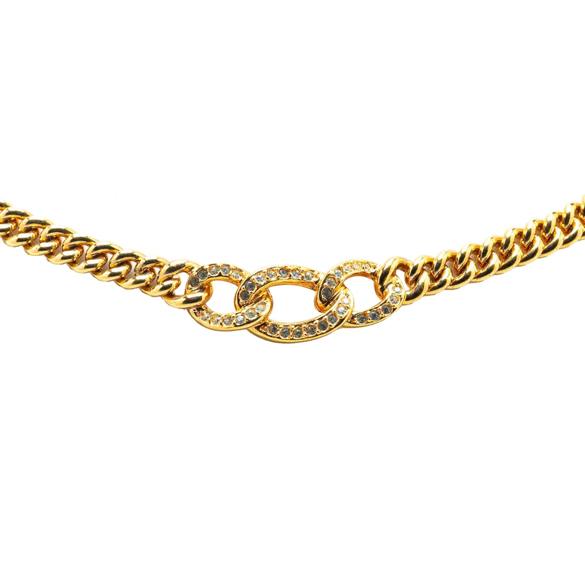 Dior Dior Gold Plated Rhinestone Necklace Gold Size ONE SIZE - 1 Thumbnail