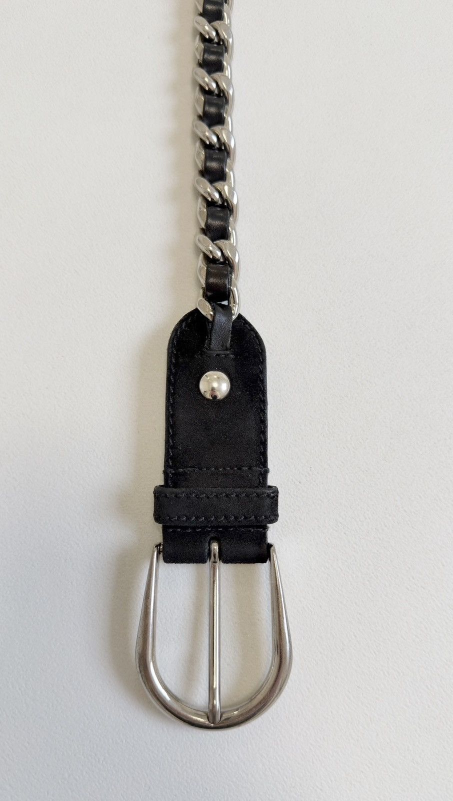 Miu Miu Early 2000s Black Suede Metal Chain Belt Size ONE SIZE - 16 Thumbnail