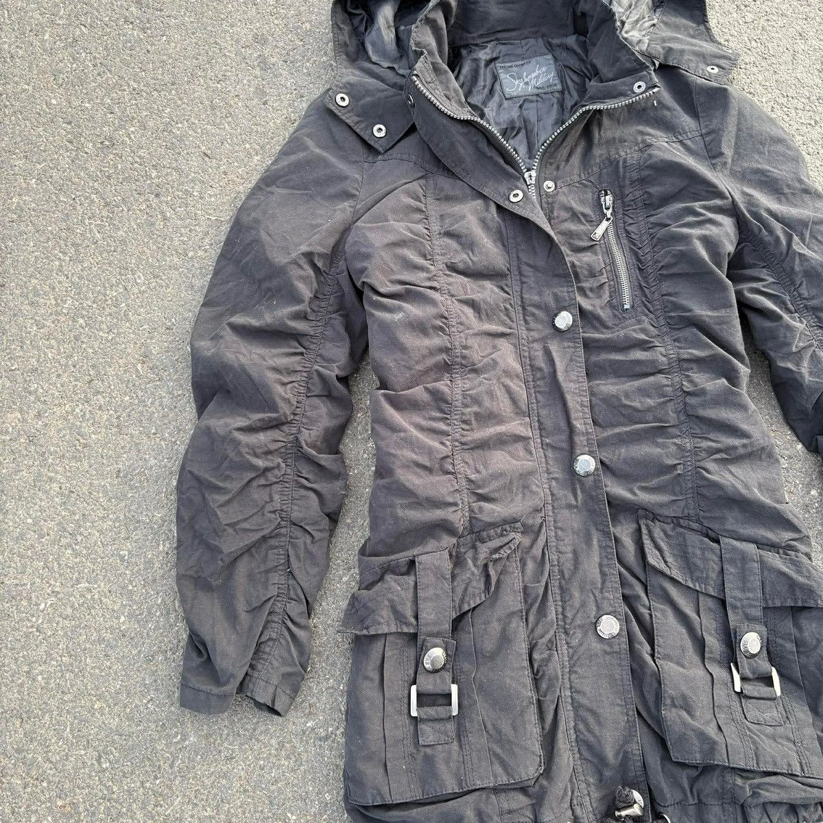Japanese Brand Feeling Goods Military Parka Jacket Black Y2K Utility Hooded Size S / US 4 / IT 40 - 7 Thumbnail