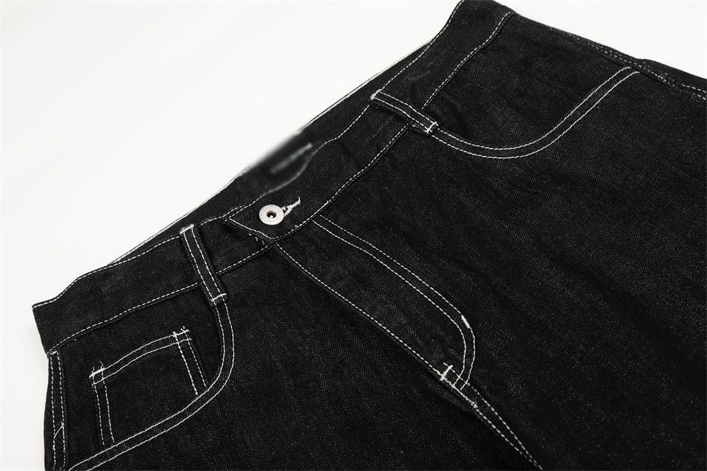 Jean Men's irregular patchwork curved loose jeans Size US 32 / EU 48 - 3 Thumbnail