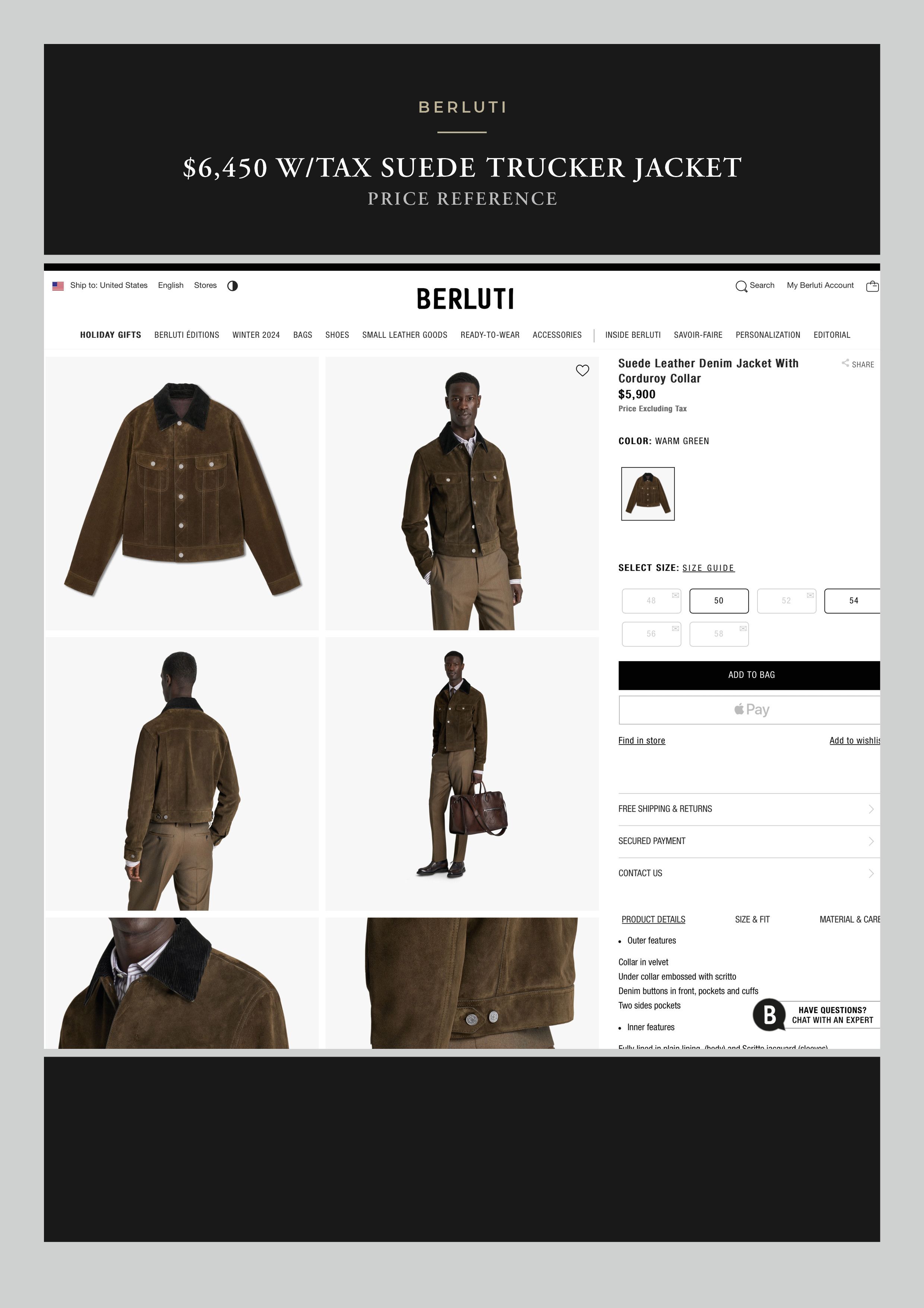 Berluti A Menswear Grail: Rare Colorway $6,450 w/tax Suede Trucker Size US L / EU 52-54 / 3 - 8 Thumbnail