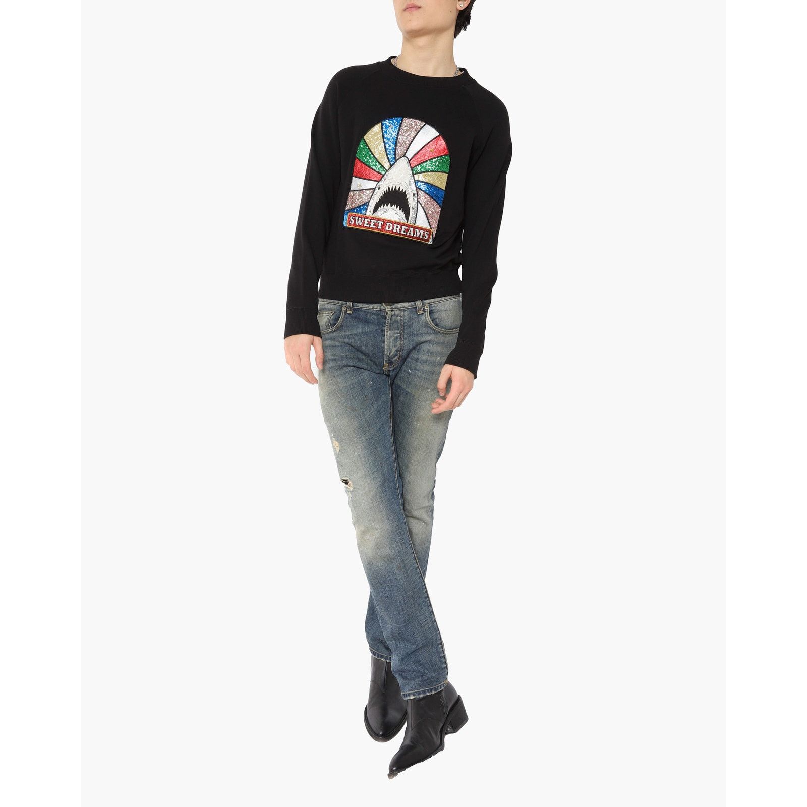 Saint Laurent Paris SS17 Sweet Dreams Shark Patch Sweatshirt Size US XS / EU 42 / 0 - 3 Thumbnail