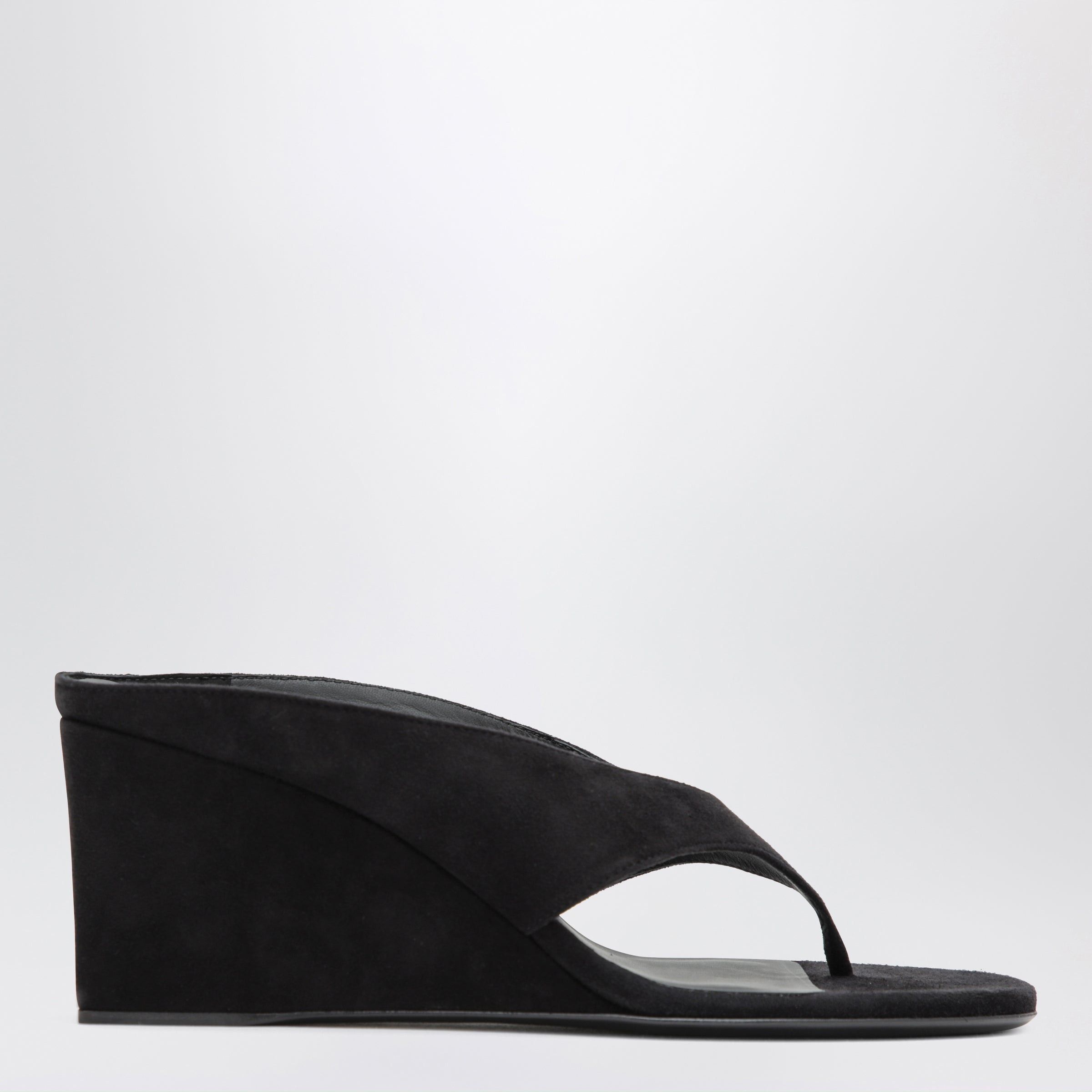 Alaia Alaia Black Suede Goat Leather Wedge Thong Mules Size US 11 / IT 41 - 1 Thumbnail