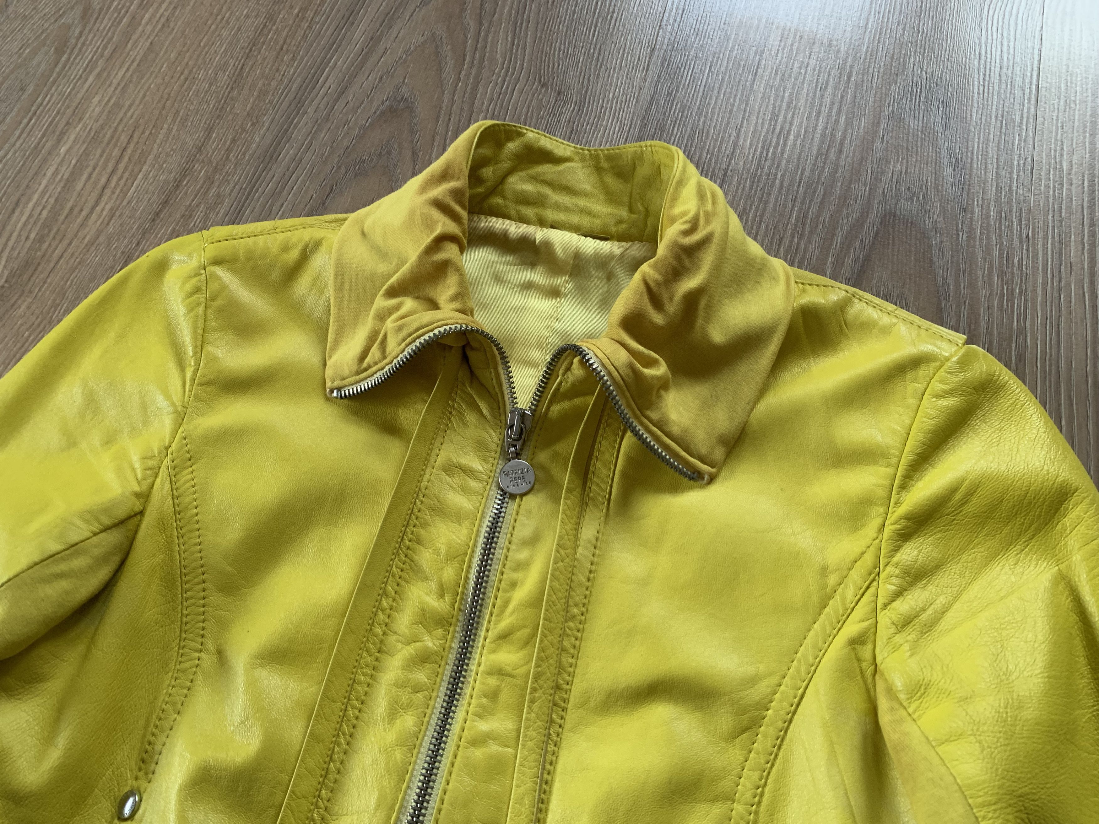 Patrizia Pepe Womens Patrizia Pepe Yellow Leather Jacket Size S / US 4 / IT 40 - 5 Thumbnail