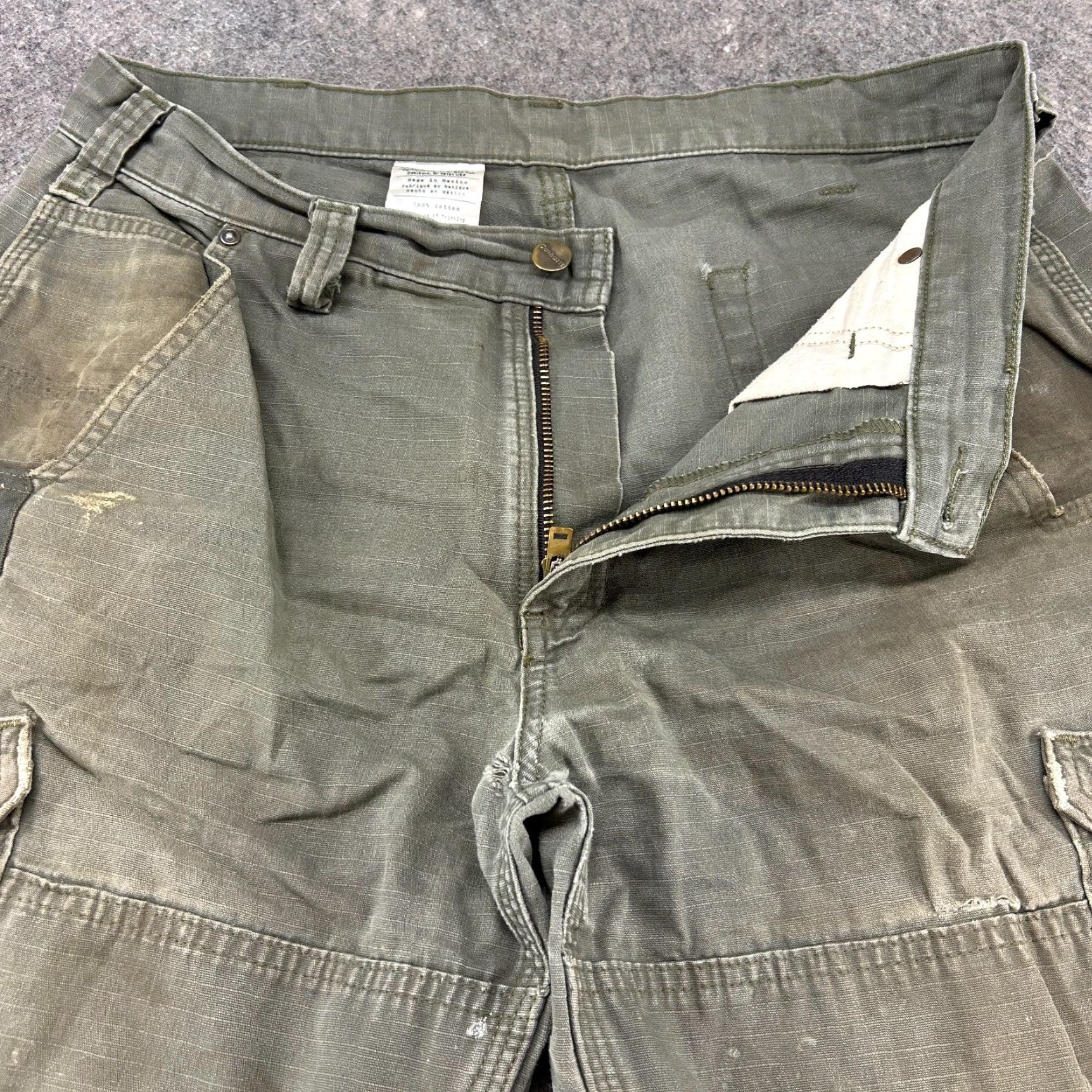 Carhartt VINTAGE Carhartt Pants Mens 34x29 Green Cargo Ripstop Relaxed Workwear Thrashed B342 MOS Size US 34 / EU 50 - 2 Thumbnail