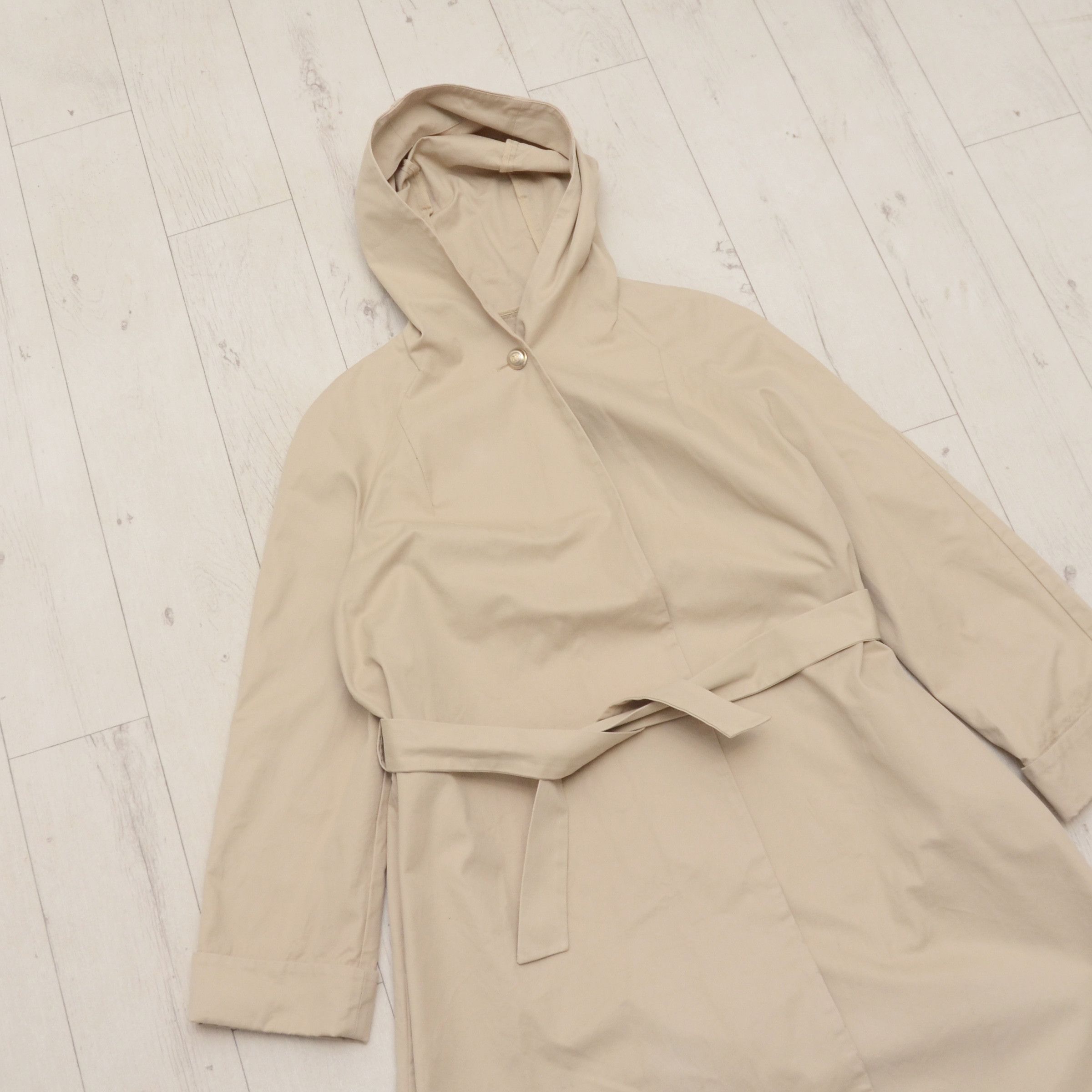Maje Maje Coat Beige Belted Hooded Long Trench Pockets Designer Size S / US 4 / IT 40 - 2 Thumbnail