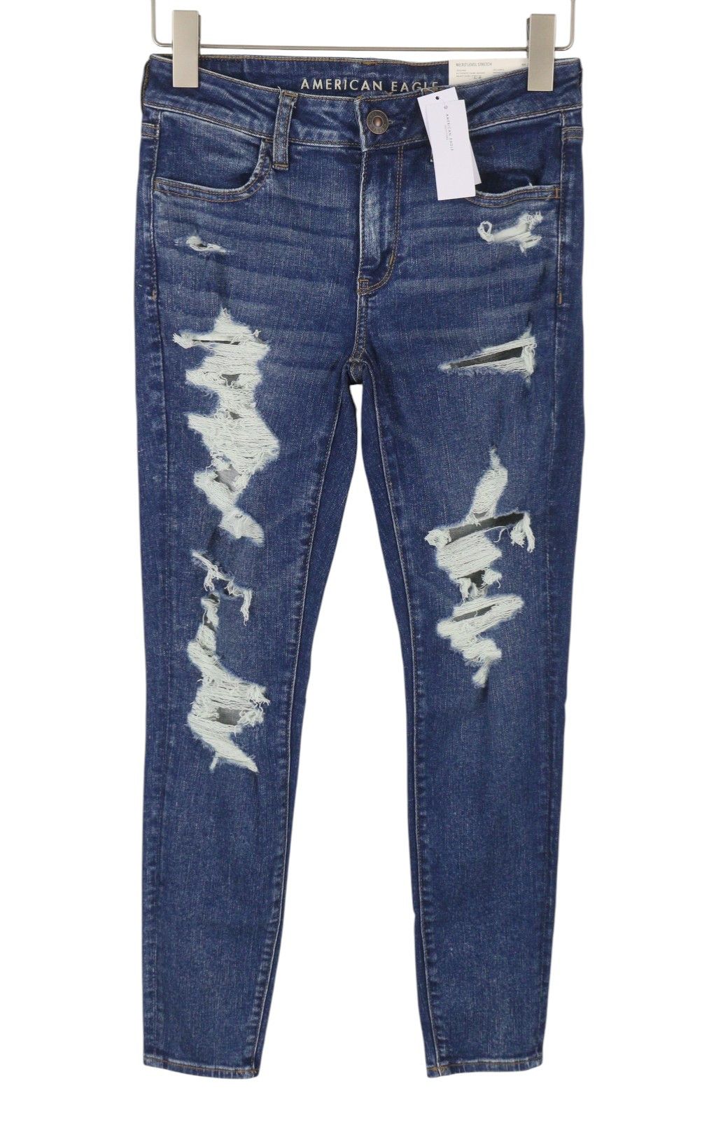 American Eagle Outfitters JEGGING W28 Blue Distress Jeans 88789 Size 28" / US 6 / IT 42 - 1 Thumbnail