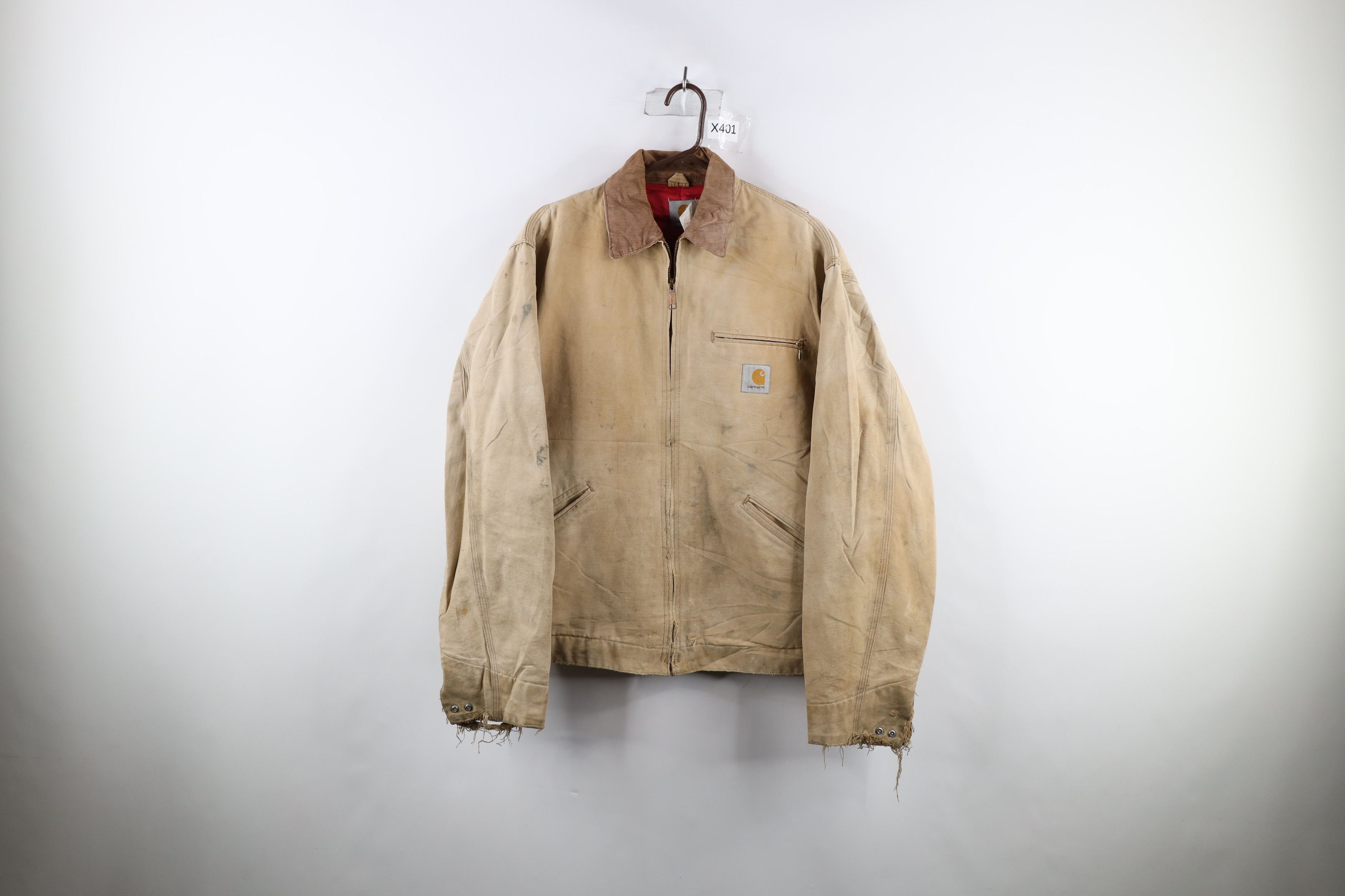 Vintage 90s Carhartt Detroit Jacket Tan fashion Distressed