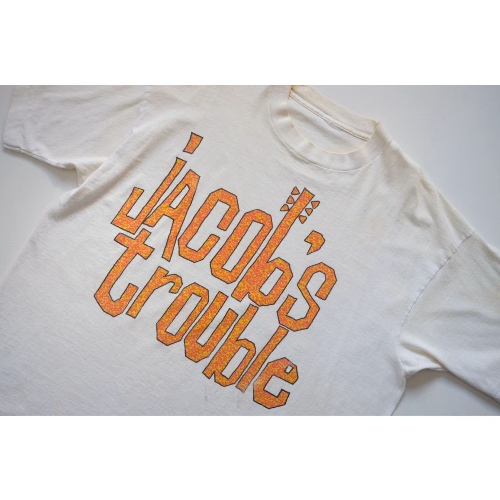 Vintage VINTAGE JACOB'S TROUBLE T-Shirt XL White 1992 90s MUSIC CHRISTIAN ROCK LET THE TRUTH RUN WILD Mens Short Sleeve Crew Neck Size US XL / EU 56 / 4 - 5 Thumbnail