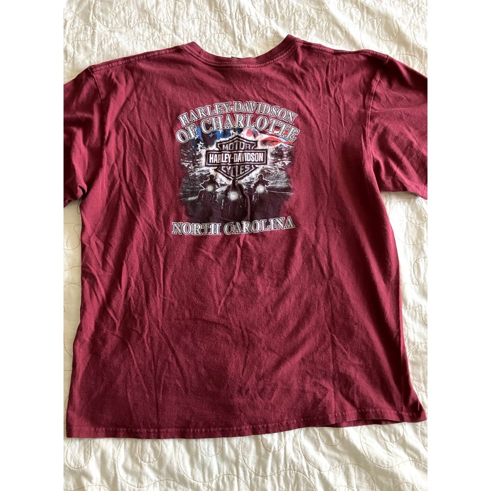 Harley Davidson Harley Davidson T Shirt Mens XL Pocket Tee Charlotte NC Maroon Red Size US XL / EU 56 / 4 - 3 Thumbnail