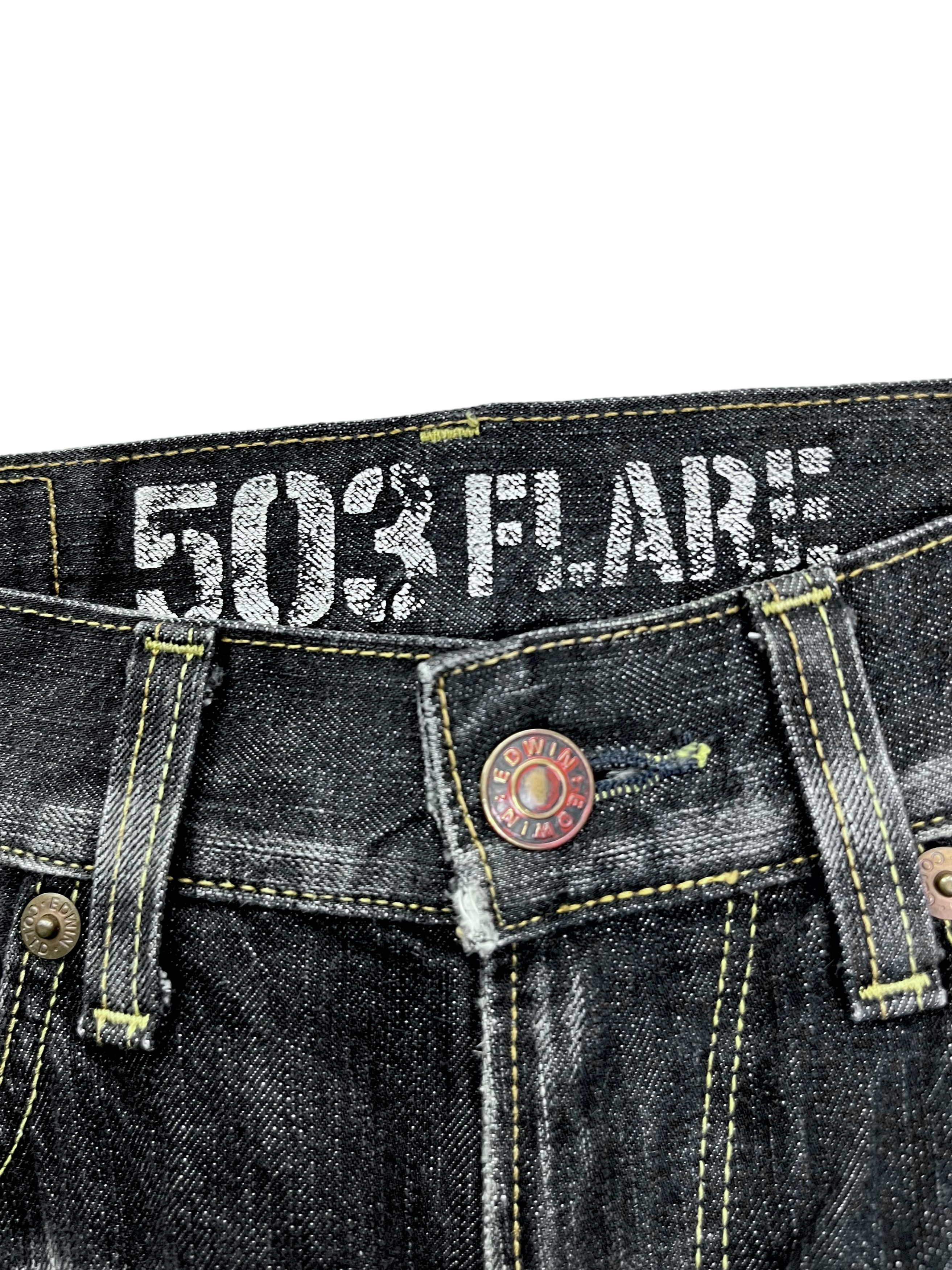 Edwin 🔥DOPE FLARE! VERY RARE Black EDWIN BLUE TRIP Made In JAPAN Size US 29 - 2 Thumbnail