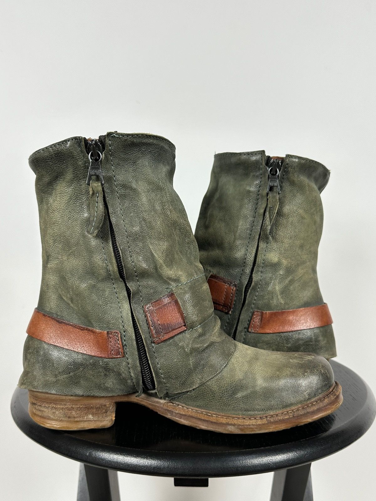 A.S.98 A.S.98. Airstep Leather Biker Ankle Buckle Strap Boots Size US 6 / IT 36 - 8 Thumbnail