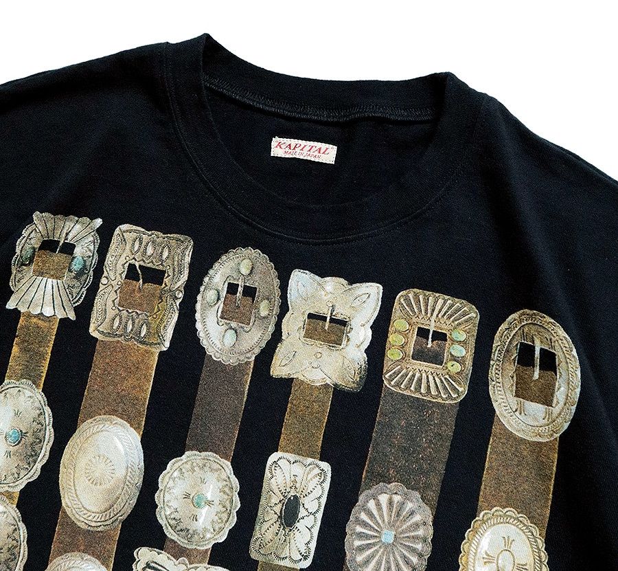 KAPITAL 20/- Jersey crew Tee curtain concho pt t-shirt black