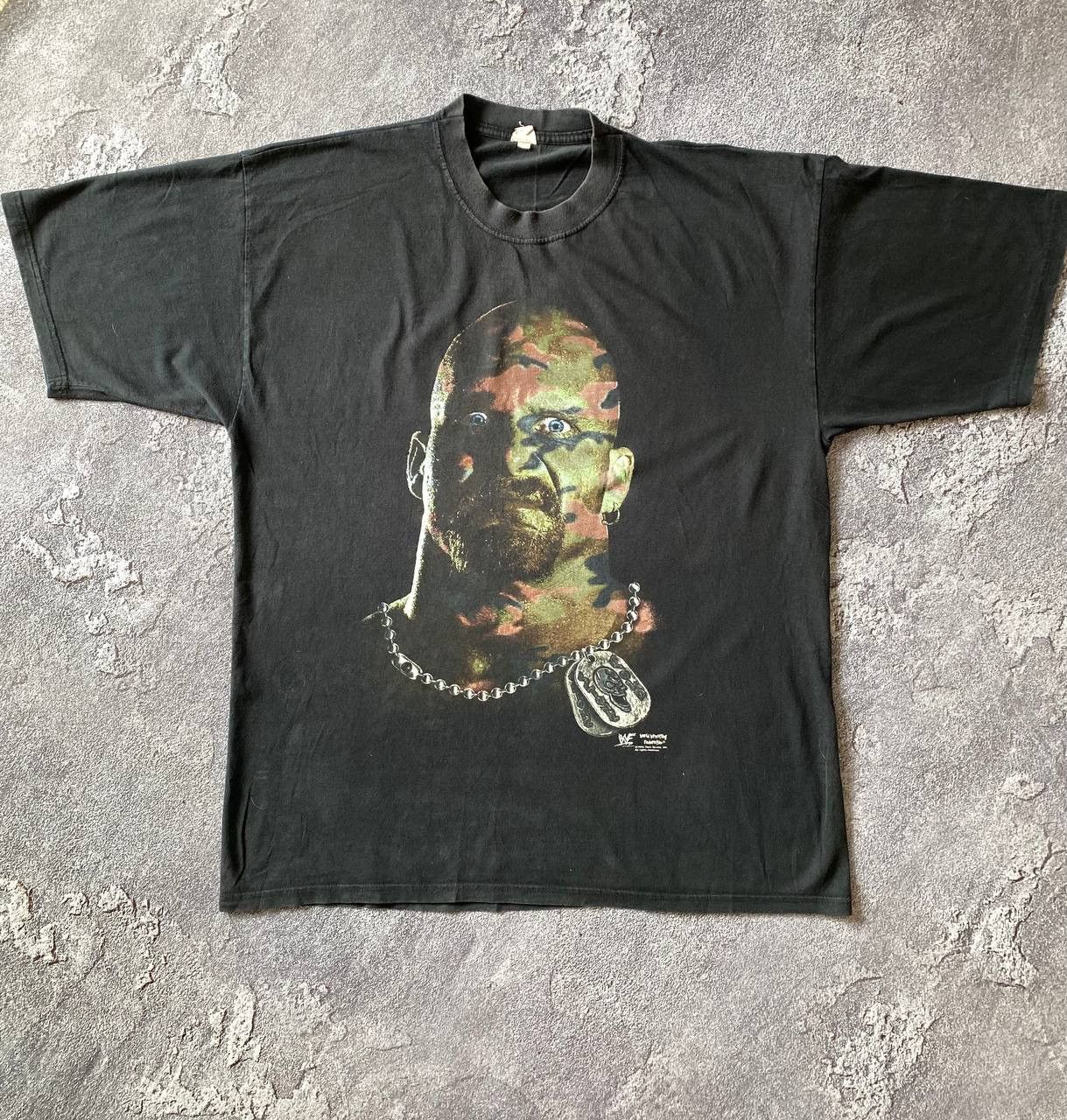 Image of Vintage Stone Cold Steve Austin Camo T-Shirt 1999 Wwf in Black, Men's (Size XL)