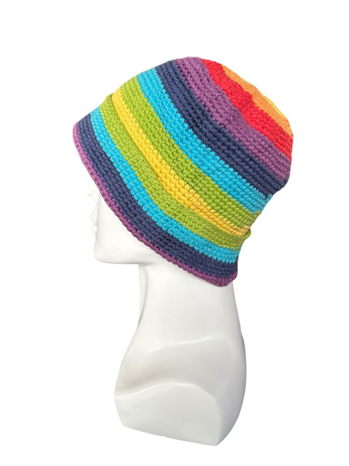 Japanese Brand × Kapital × Vintage Ispired by Kapital Smile Crochet Knitted handmade Hats🌈🎌☠️ Size ONE SIZE - 2 Thumbnail