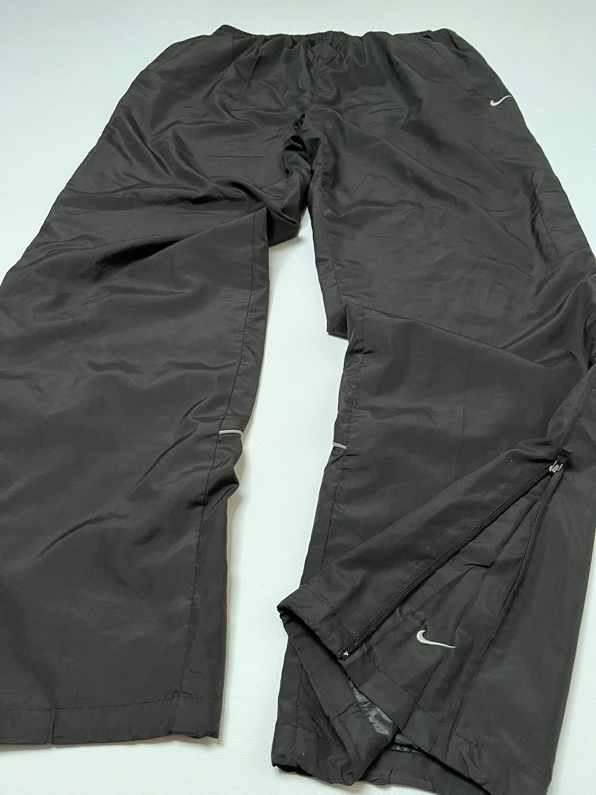 Pre-owned Nike X Vintage Nike Parachute Pants Baggy Y2k Track Pants Double Sw In Black