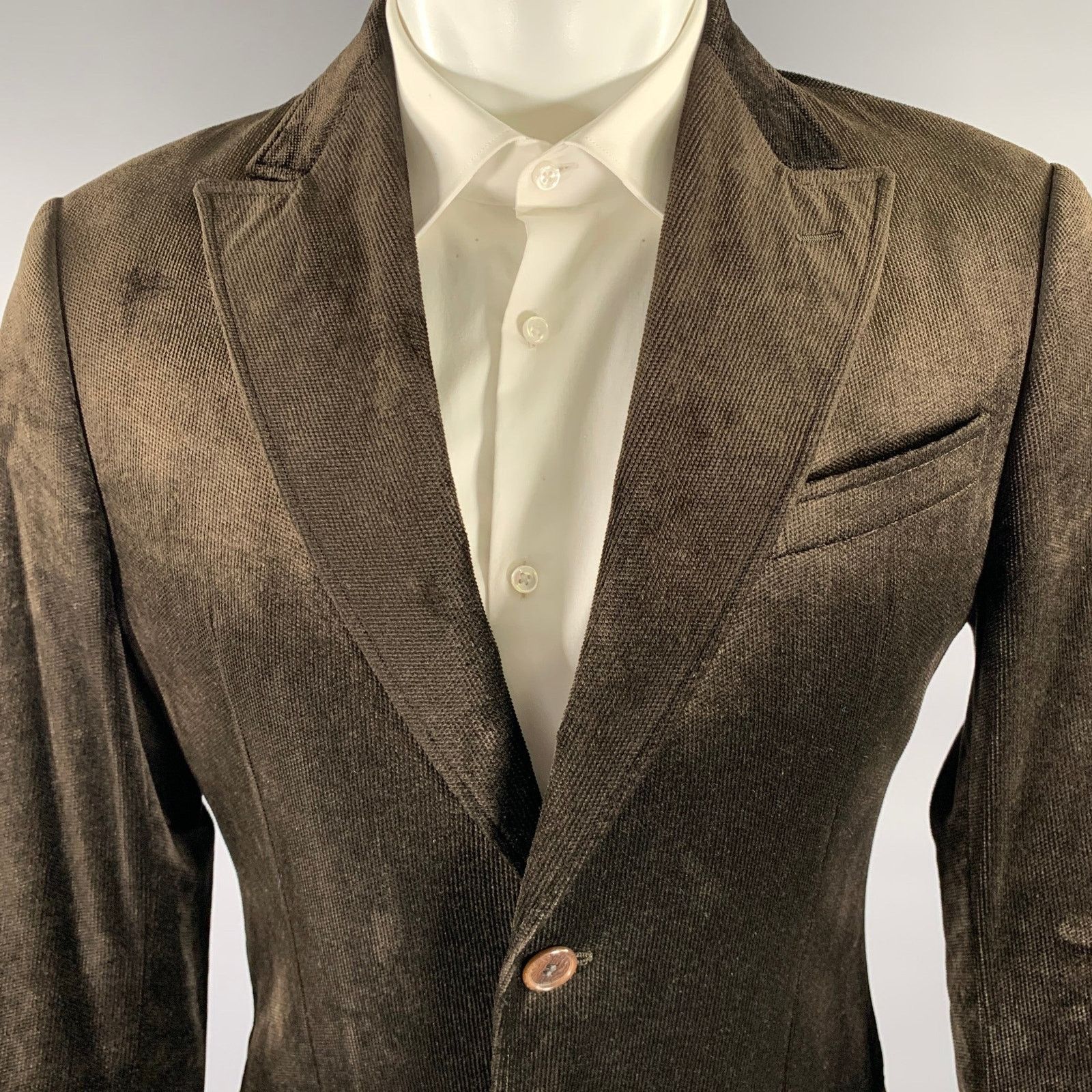 Armani Collezioni ARMANI COLLEZIONI 38 Brown Corduroy Cotton Rayon Sport Coat Size 38R - 2 Thumbnail