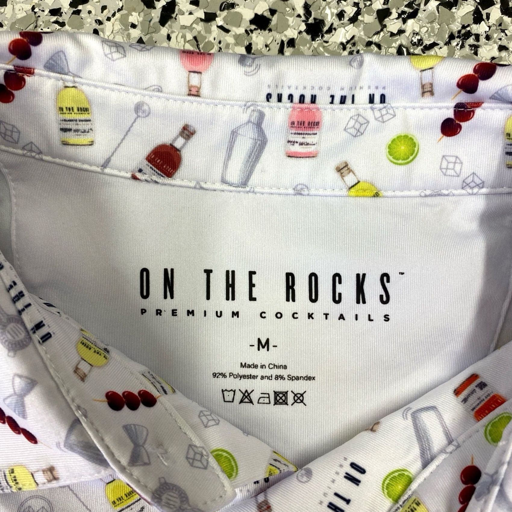 Vintage On The Rocks Polo Shirt Men M White Golf Performance Cocktails All Over Print Shirt Polo Size US M / EU 48-50 / 2 - 3 Thumbnail