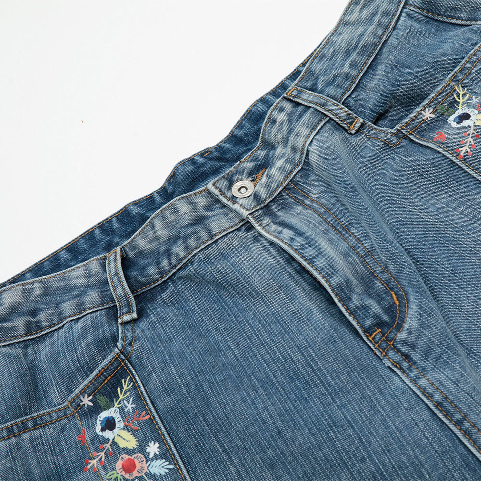 Jean Floral-Print Washed Denim Short | Side-Seam Embroidered Size US 30 / EU 46 - 7 Thumbnail