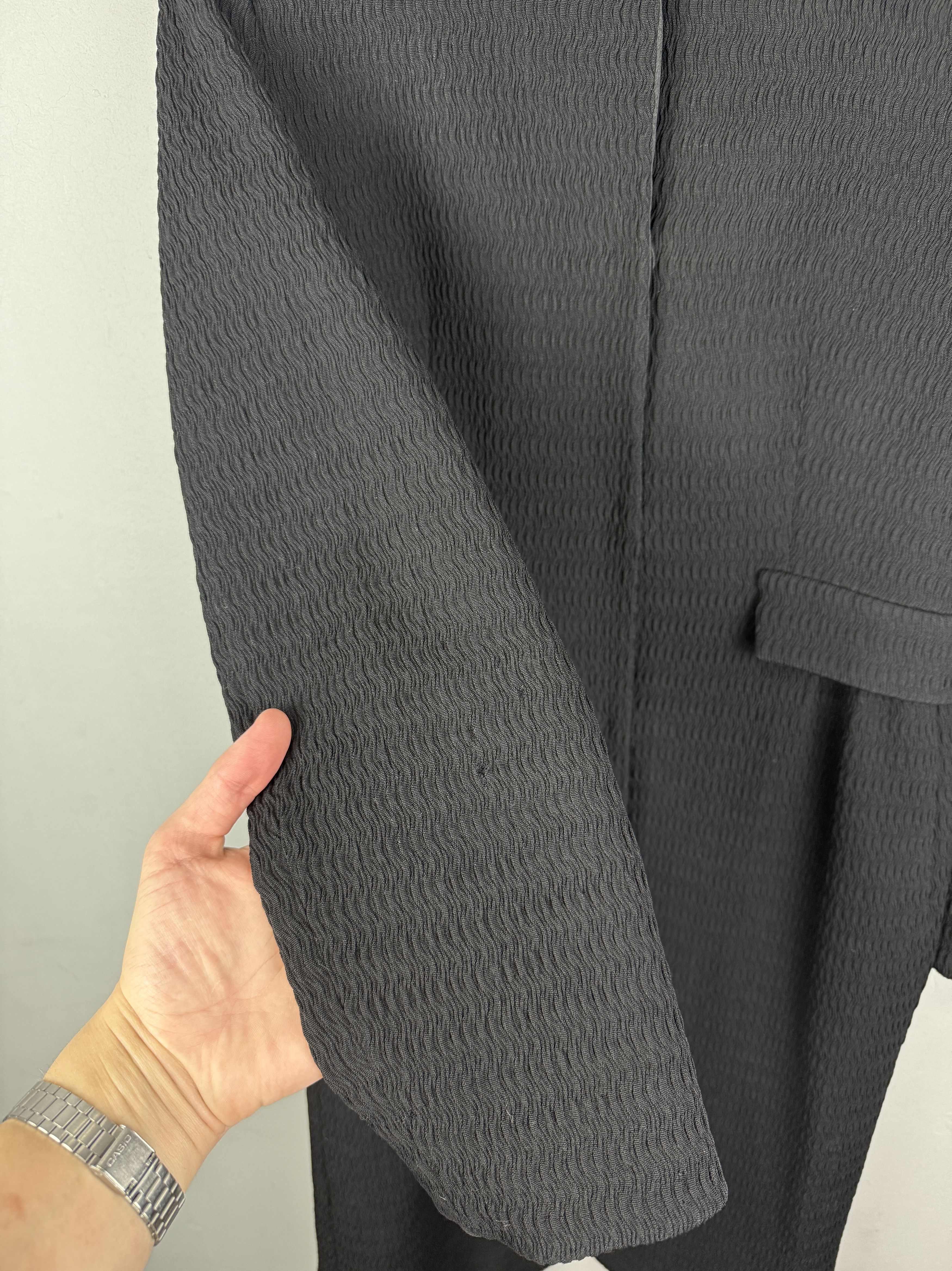 Designer Alberta Ferretti Wool Coat Italy Black Long Trench Jacket Size M / US 6-8 / IT 42-44 - 12 Thumbnail