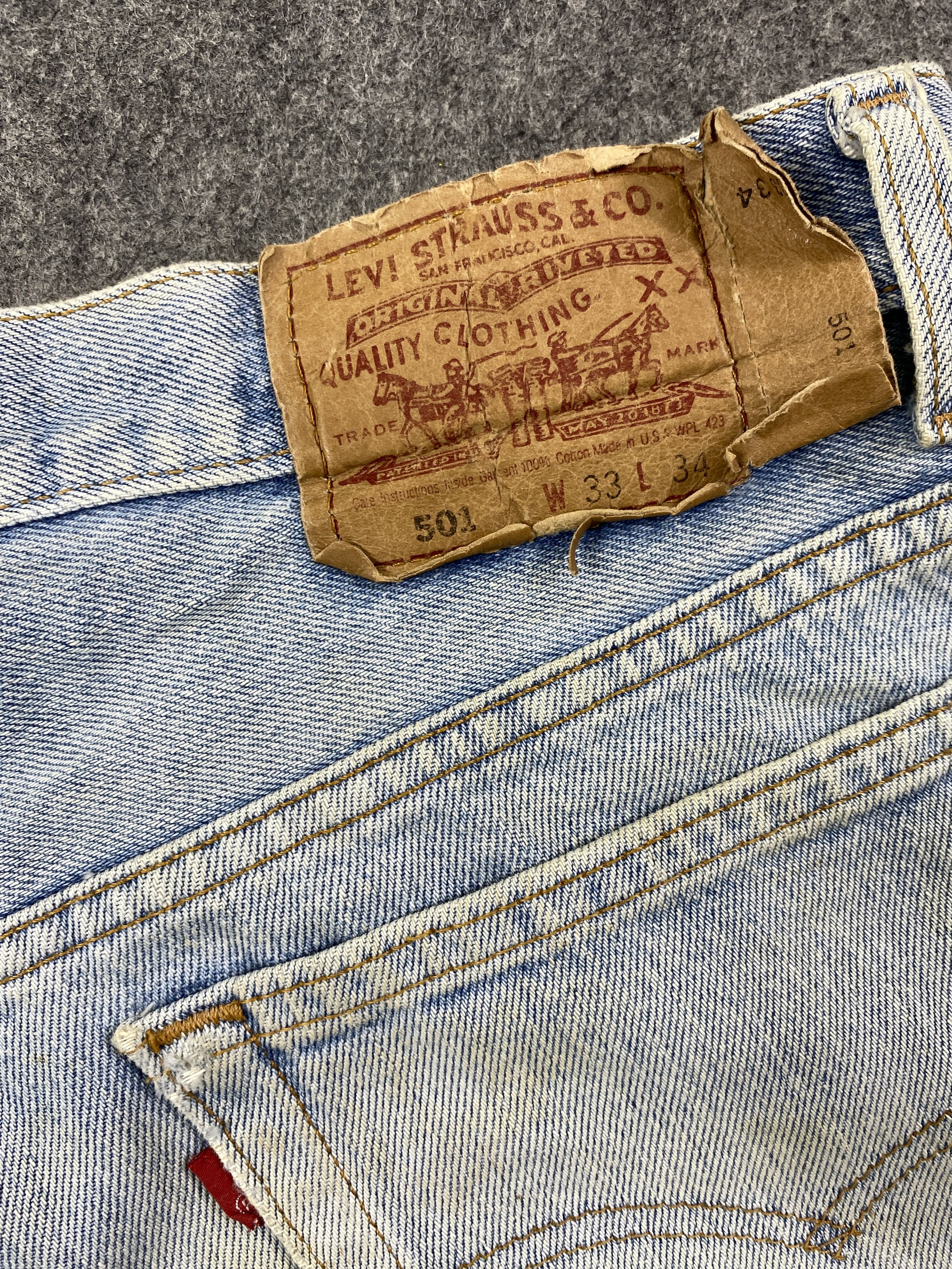 Levi's 90's Light Blue Wash Vintage Levi's 501 USA 31x27.5 JN1642 Size US 31 - 10 Thumbnail
