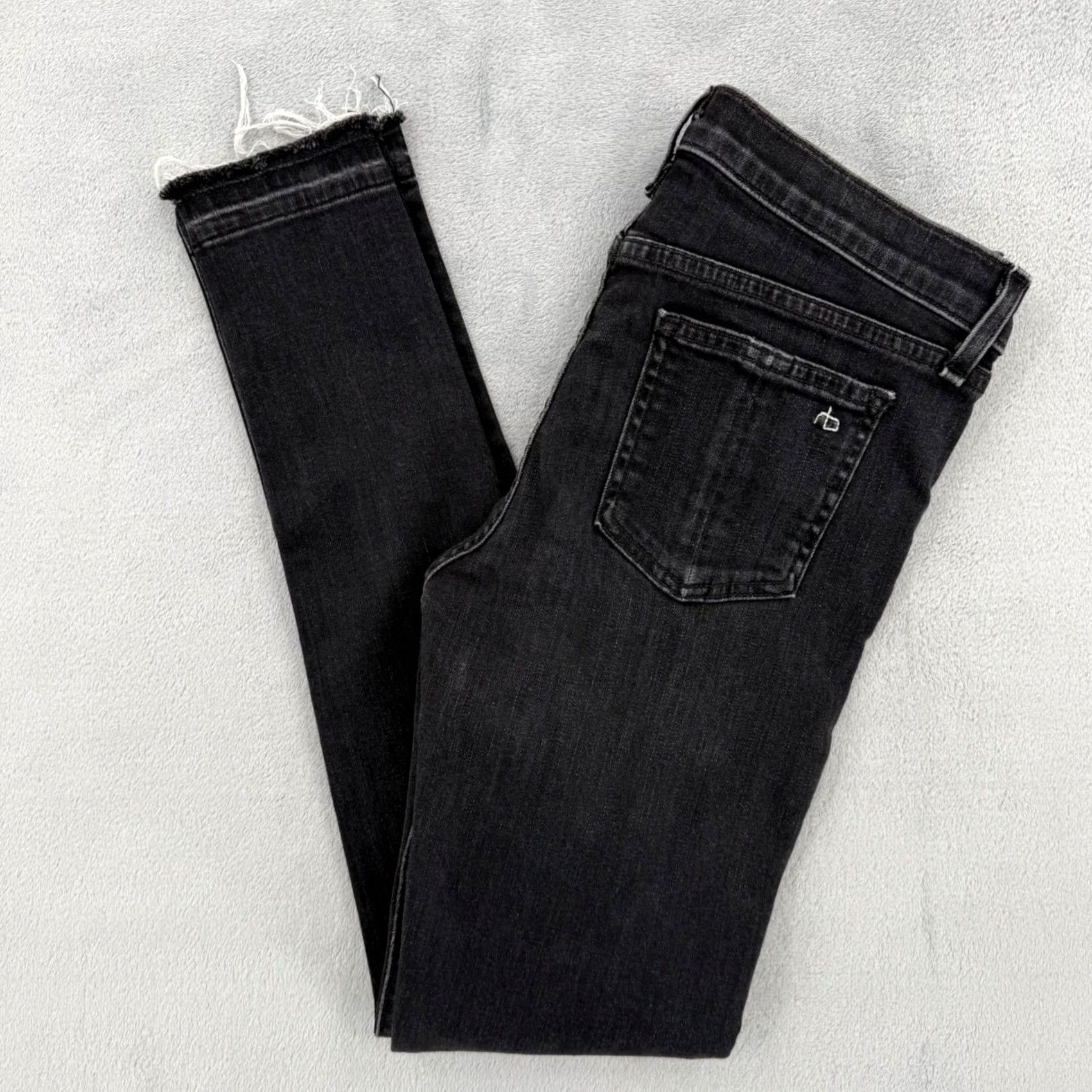 Rag & Bone rag & bone Skinny Jeans Concrete Black Raw Hem Womens Size 27 Size 27" / US 4 / IT 40 - 2 Thumbnail