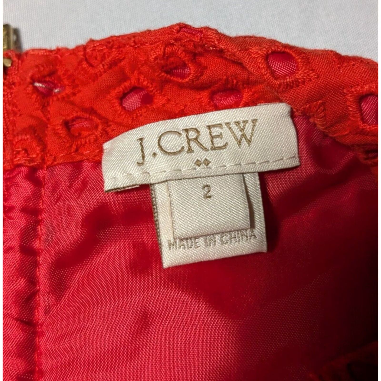 J.Crew J.CREW Women Size 2 Orange Cotton Square GEO Eyelet Lined Sleeveless Blouse Size XS / US 0-2 / IT 36-38 - 7 Thumbnail