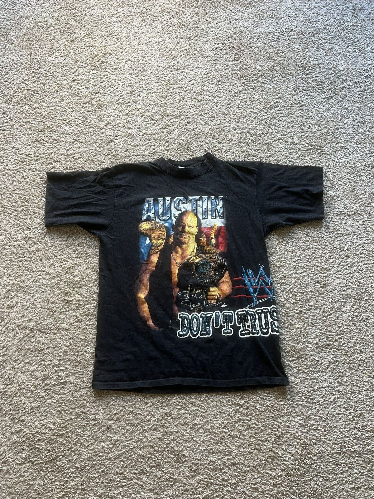 Vintage × WWE × WWF Vintage 90s wwf stone cold wrap around shirt Size US L / EU 52-54 / 3 - 1 Thumbnail