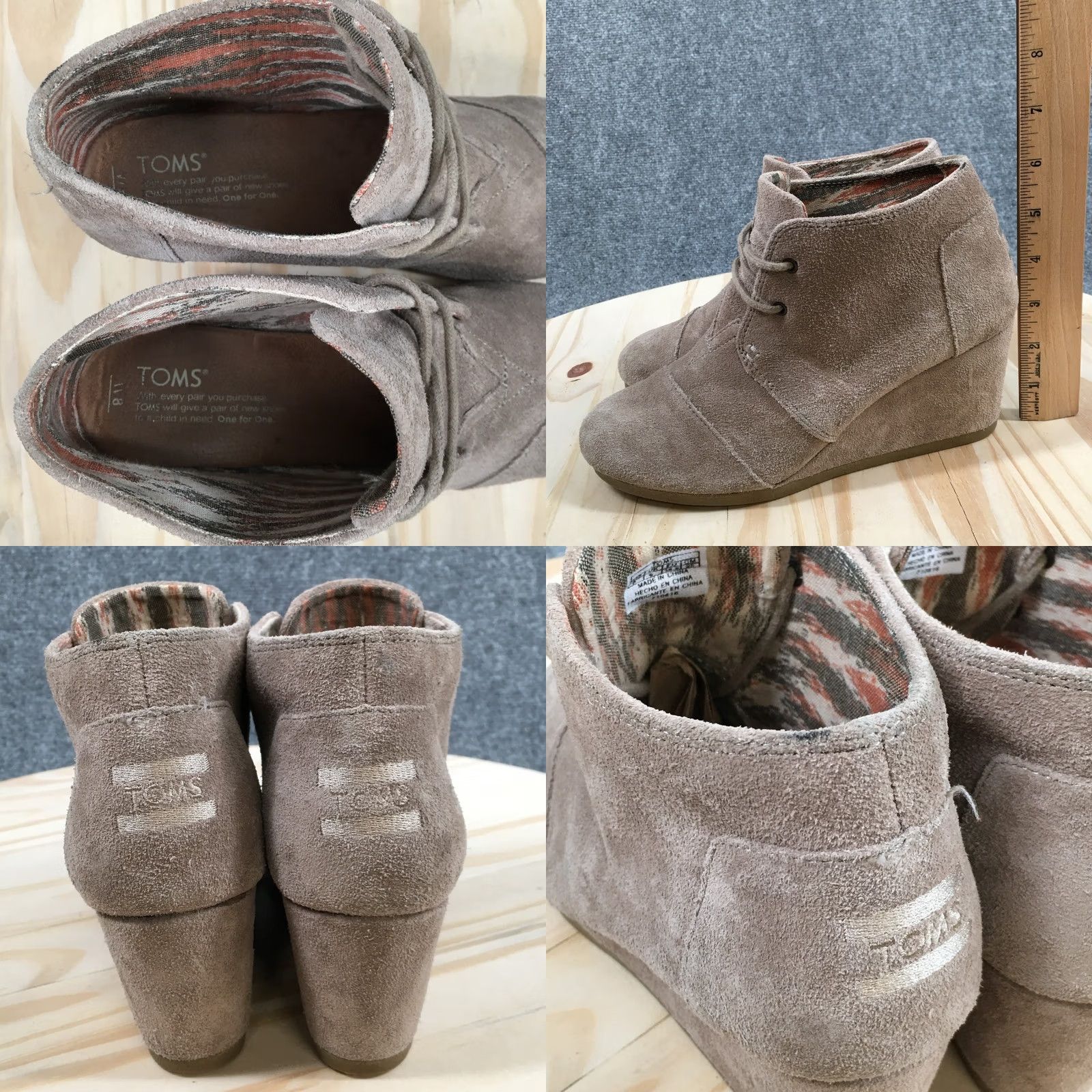 Toms TOMS Boots Womens 8 Desert Ankle Bootie Brown Black Lace Up Wedge Heels 710816 Size US 8 / IT 38 - 8 Thumbnail