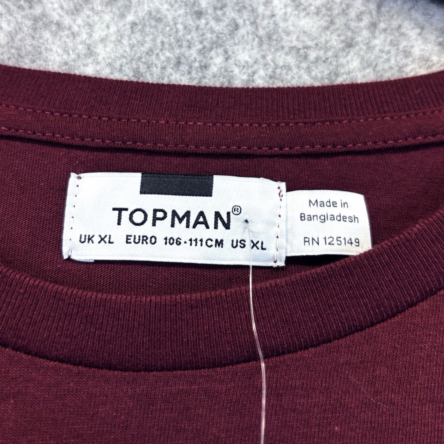 Topman Topman T Shirt XL Mens Burgundy Crew Neck Top New With Tags BNWT BNWT Size US XL / EU 56 / 4 - 3 Thumbnail