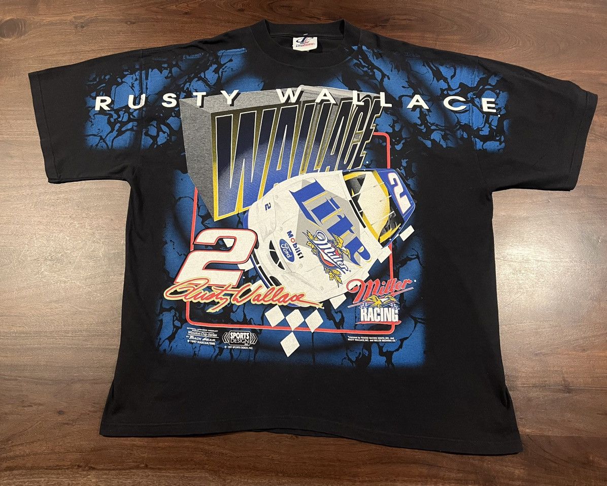 image of Logo Athletic x Nascar Vintage 1997 Aop Rusty Wallace 2 Miller Lite T-Shirt in Black (Size 2XL)