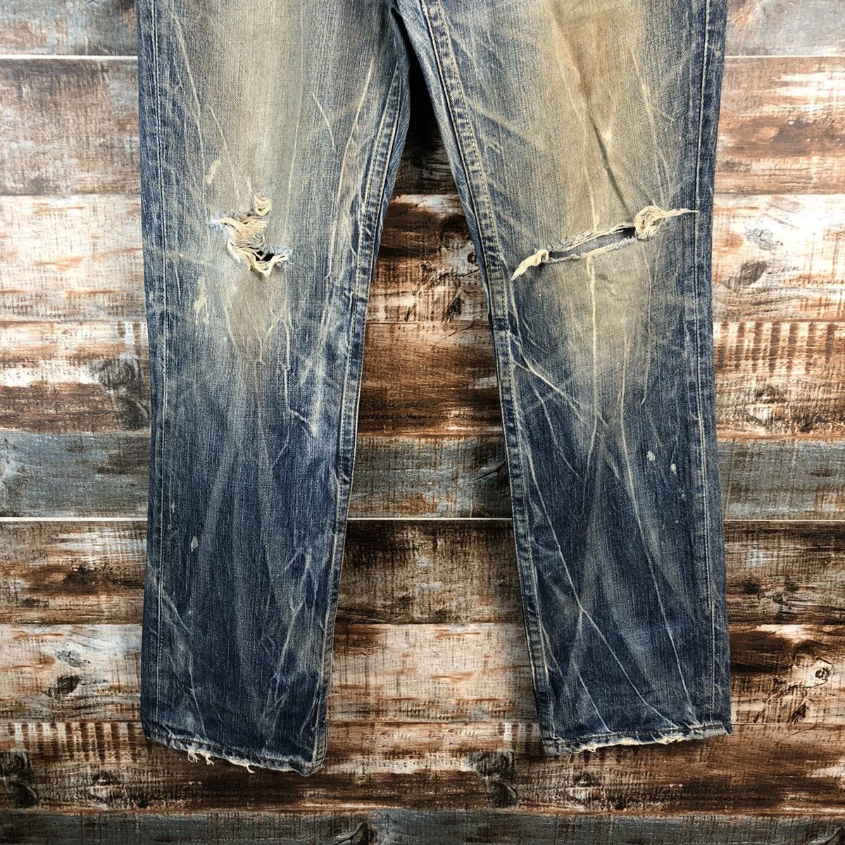Levi's Levis 502 Blue faded ripped vintage jeans Denim Pants #A2608 Size US 33 - 6 Thumbnail