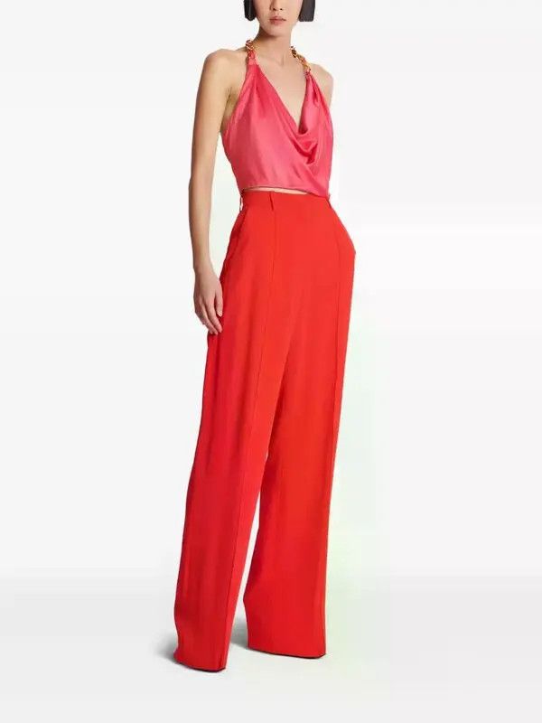 Balmain o1s1wg110526 Crepe Tailored Trousers in Red Size 27" / US 4 / IT 40 - 3 Thumbnail