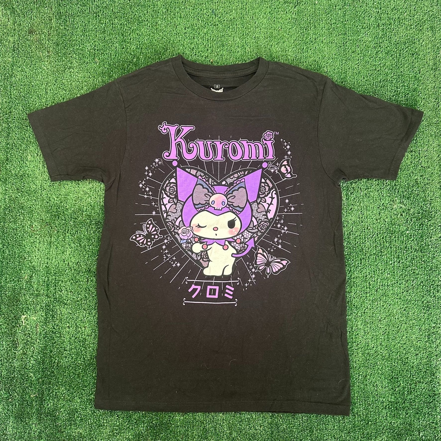 Japanese Brand Vintage Sanrio Kuromi Heart T-Shirt Cute Goth Emo Y2K Tee Size US M / EU 48-50 / 2 - 1 Thumbnail