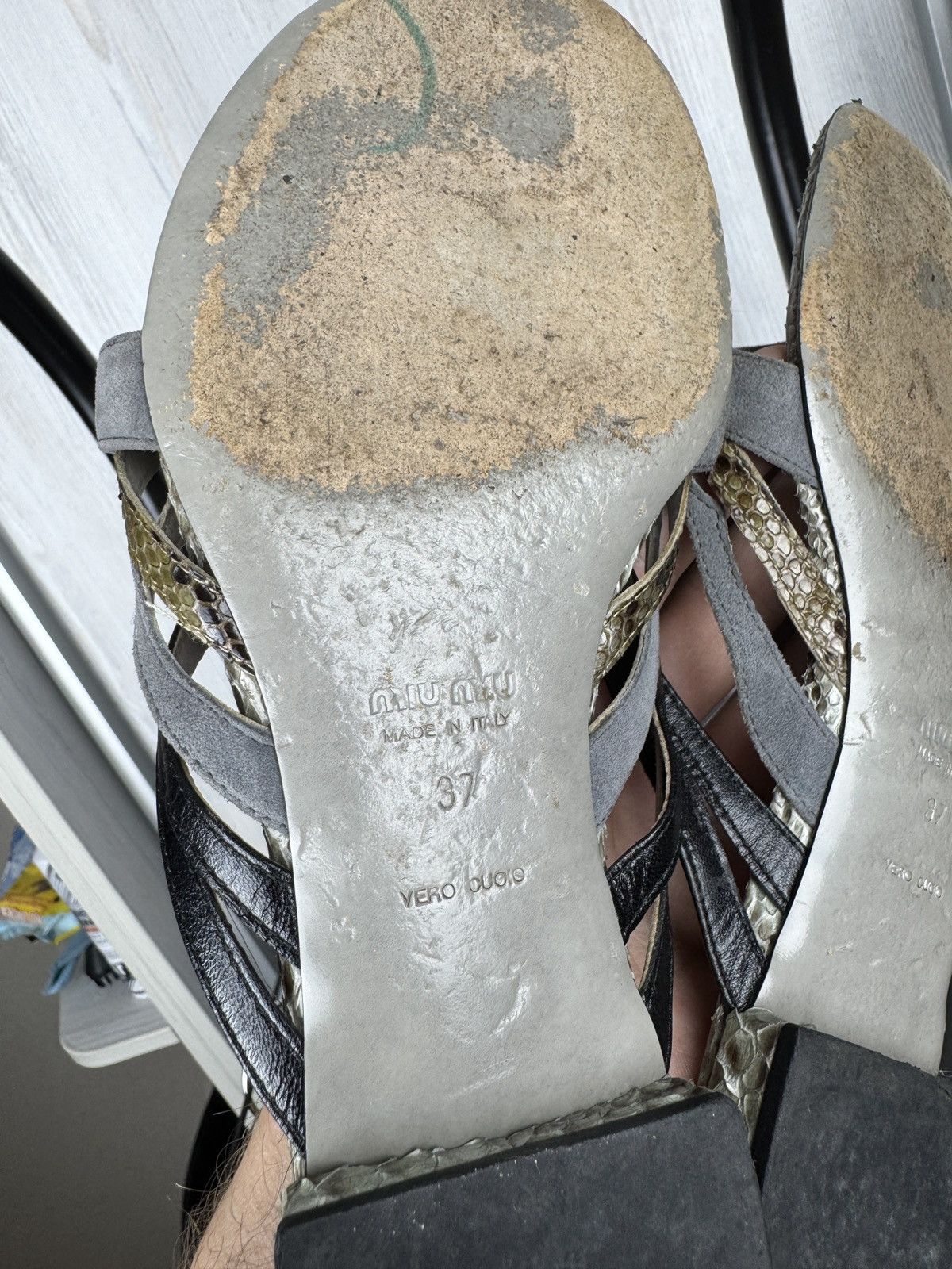 Miu Miu Miu Miu Lizard snake leather and suede sandals mules Sz 37 Size US 7 / IT 37 - 15 Thumbnail