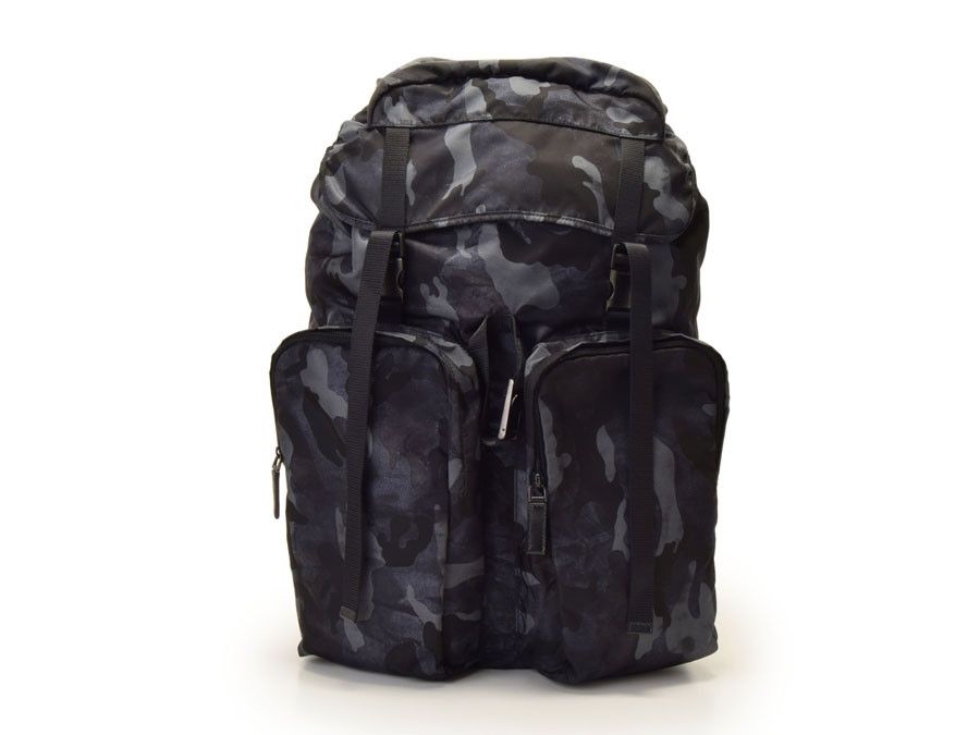 Prada Backpack Camouflage Pattern Gray Nylon