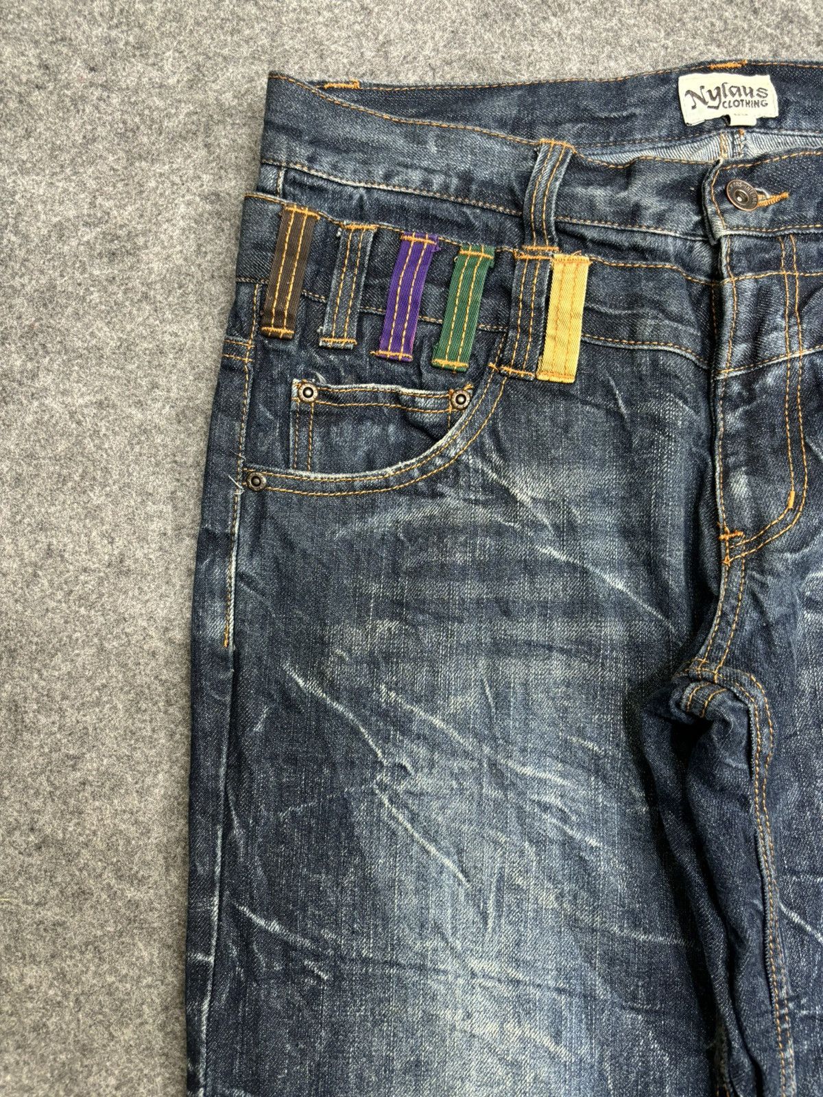 Japanese Brand 💥Double Waist💥Insane Japan Style Nylaus Distressd Denim F514 Size US 32 / EU 48 - 5 Thumbnail