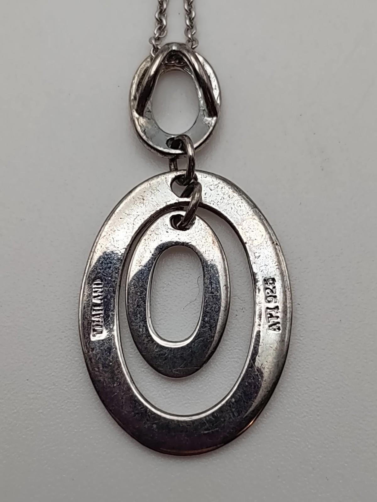 The Unbranded Brand Sterling Silver Double Oval Pendant w 16" Chain Size ONE SIZE - 2 Thumbnail