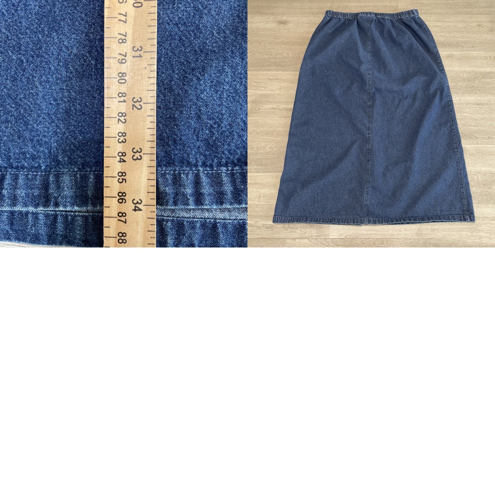 Vintage VINTAGE Premier International Blue Denim Skirt Plus Size XL A-Line Long Elastic Waist Womens Size 40" / US 18 - 8 Thumbnail