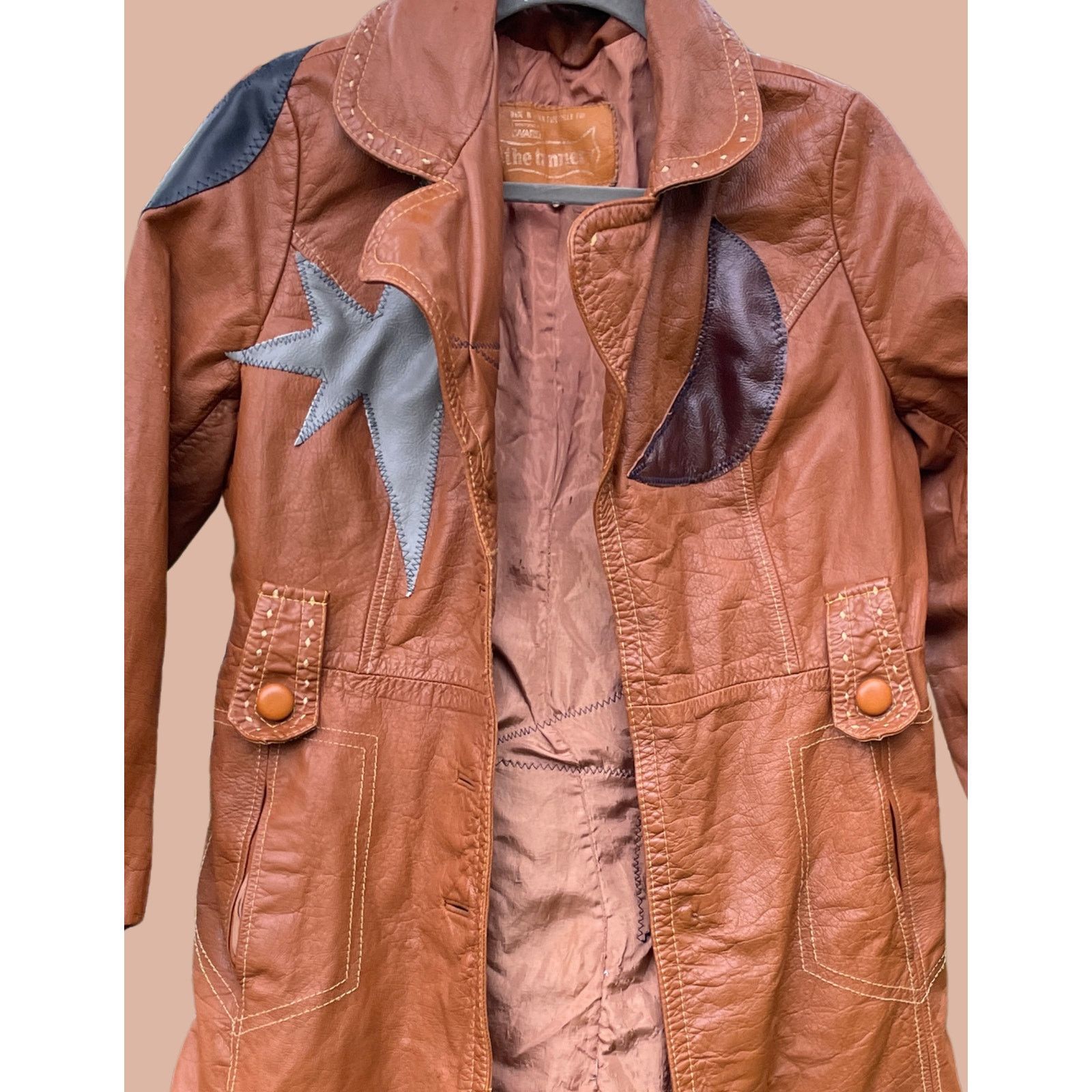 Handmade Large Upcycled Celestial Real Genuine Leather Jacket Size L / US 10 / IT 46 - 3 Thumbnail