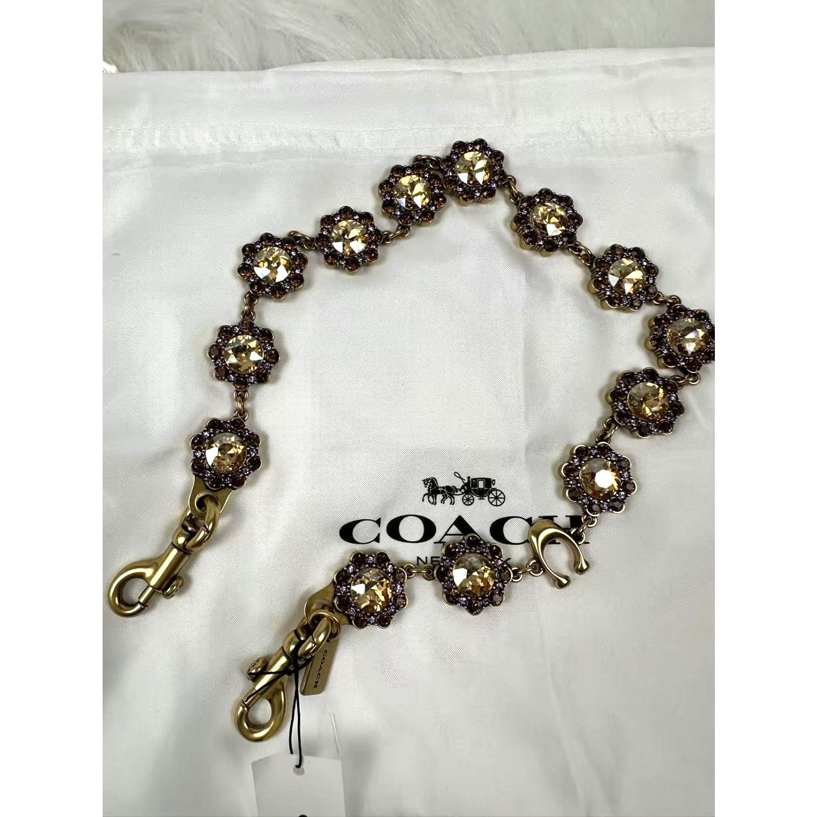 Coach Coach Short Jewelry Chain Strap In Brass/Yellow Multi CAU47 Size ONE SIZE - 1 Thumbnail